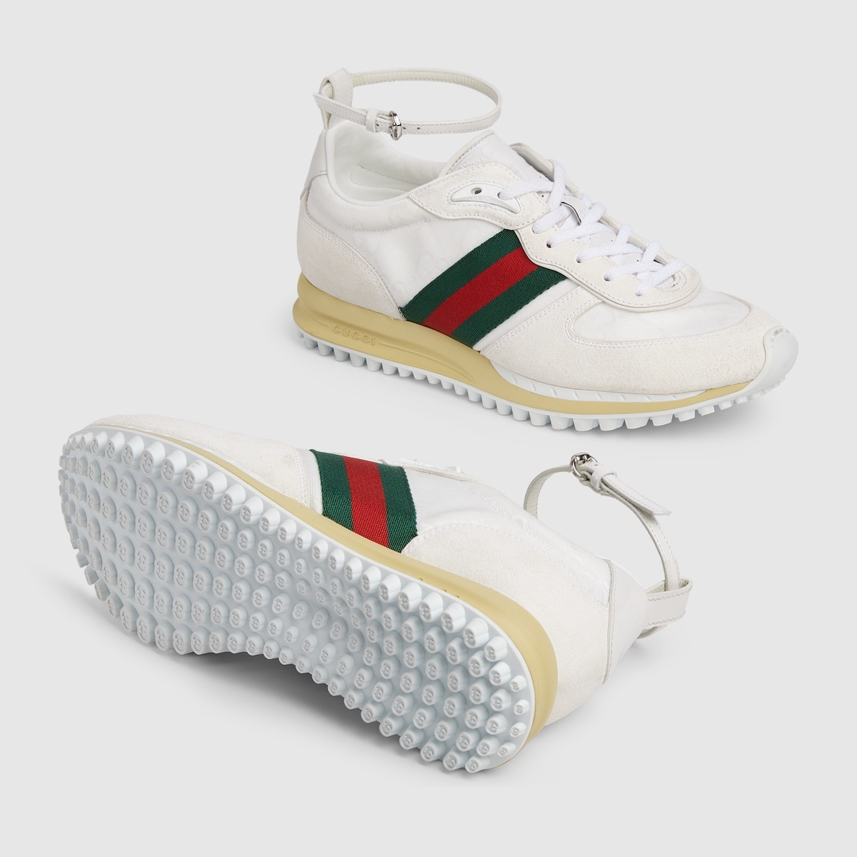【関税&送料込】Gucci White Gg Fabric And Suede Re-Motion Sn GUCCI Women's Gucci Re-Motion sneaker | REVERSIBLE