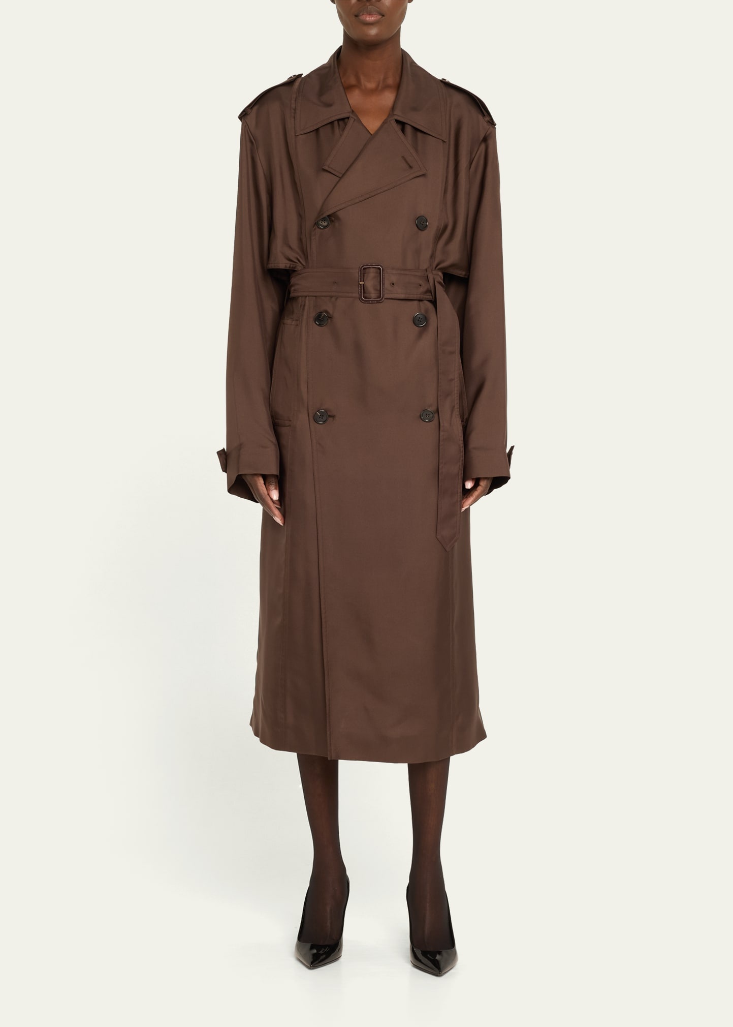 【関税&送料込】Saint Laurent Silk Trench Coat Saint Laurent Silk Trench Coat | Black | FARFETCH