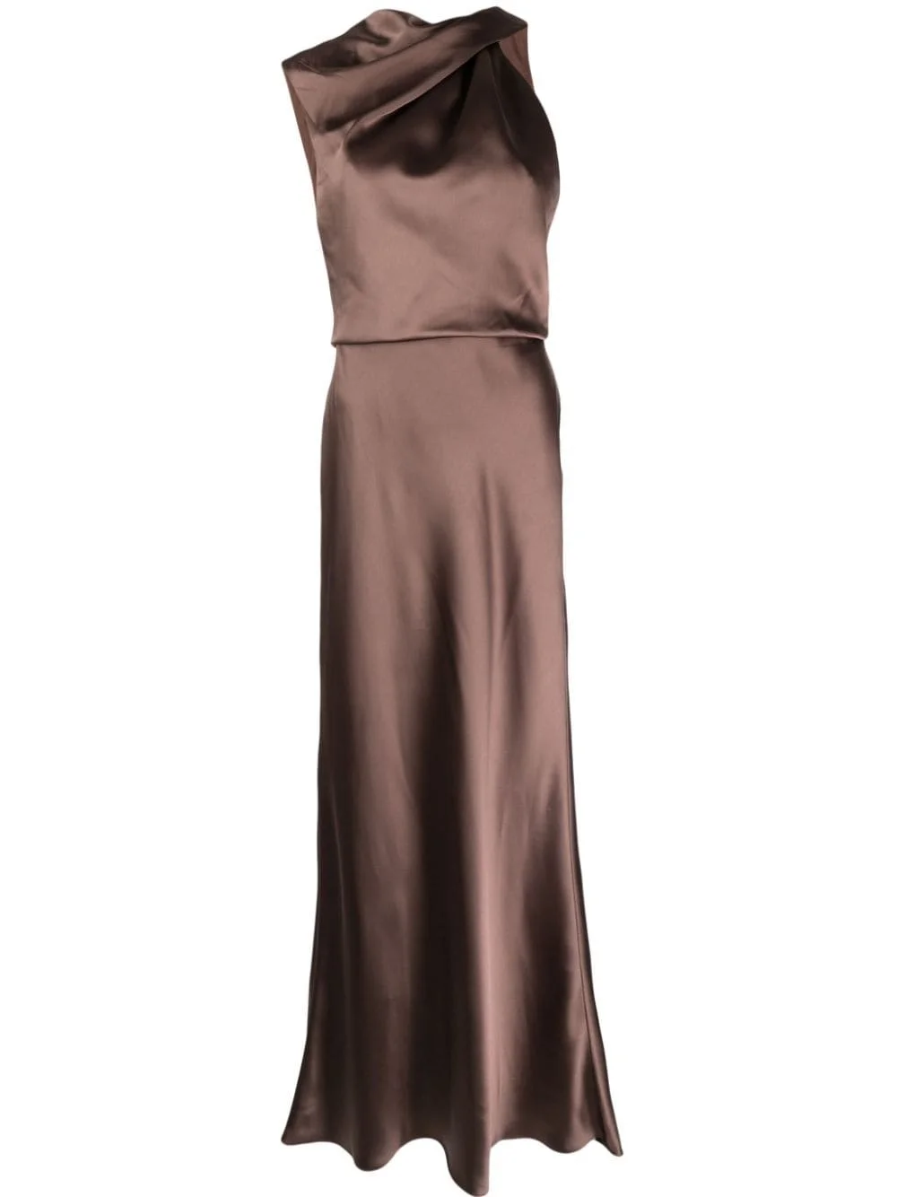 asymmetric draped satin gown - 1