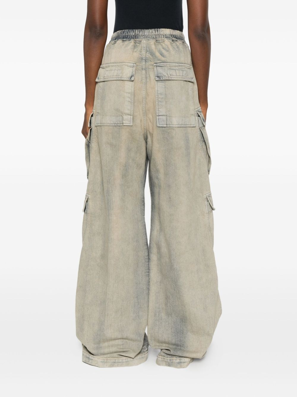 cargo-pocket drawstring jeans - 4
