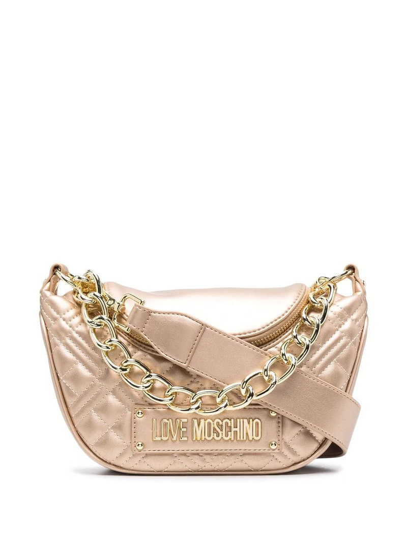 logo plaque quilted tote bag 1