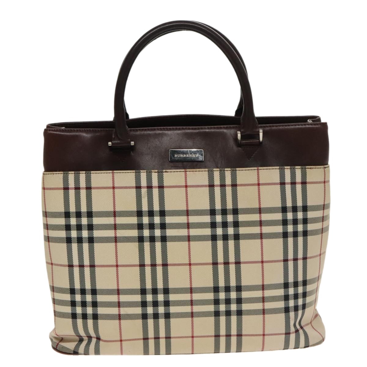 Burberry Nova Check Tote Bag Canvas Beige Brown - 2