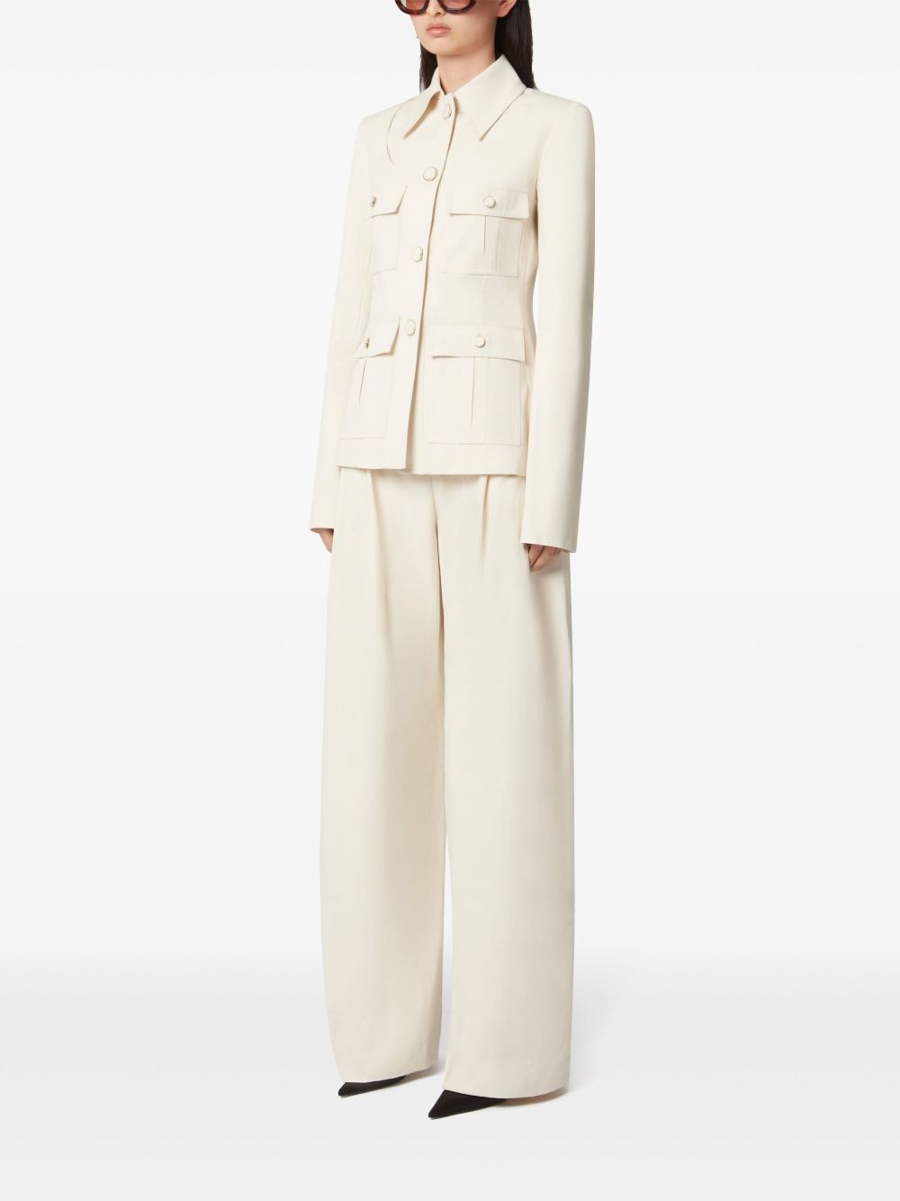 pleat-detail wide-leg trousers - 3
