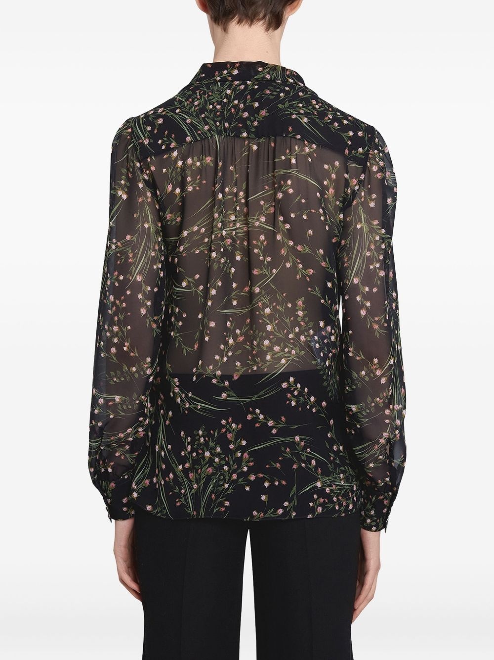 floral-print tie-neck blouse - 7