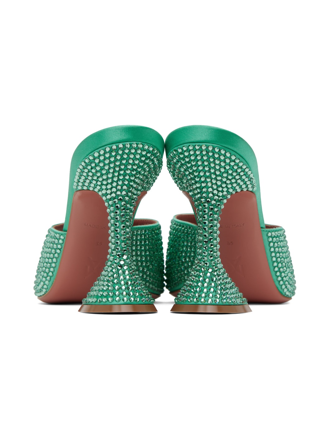 Green Lupita Crystal Heeled Sandals - 2
