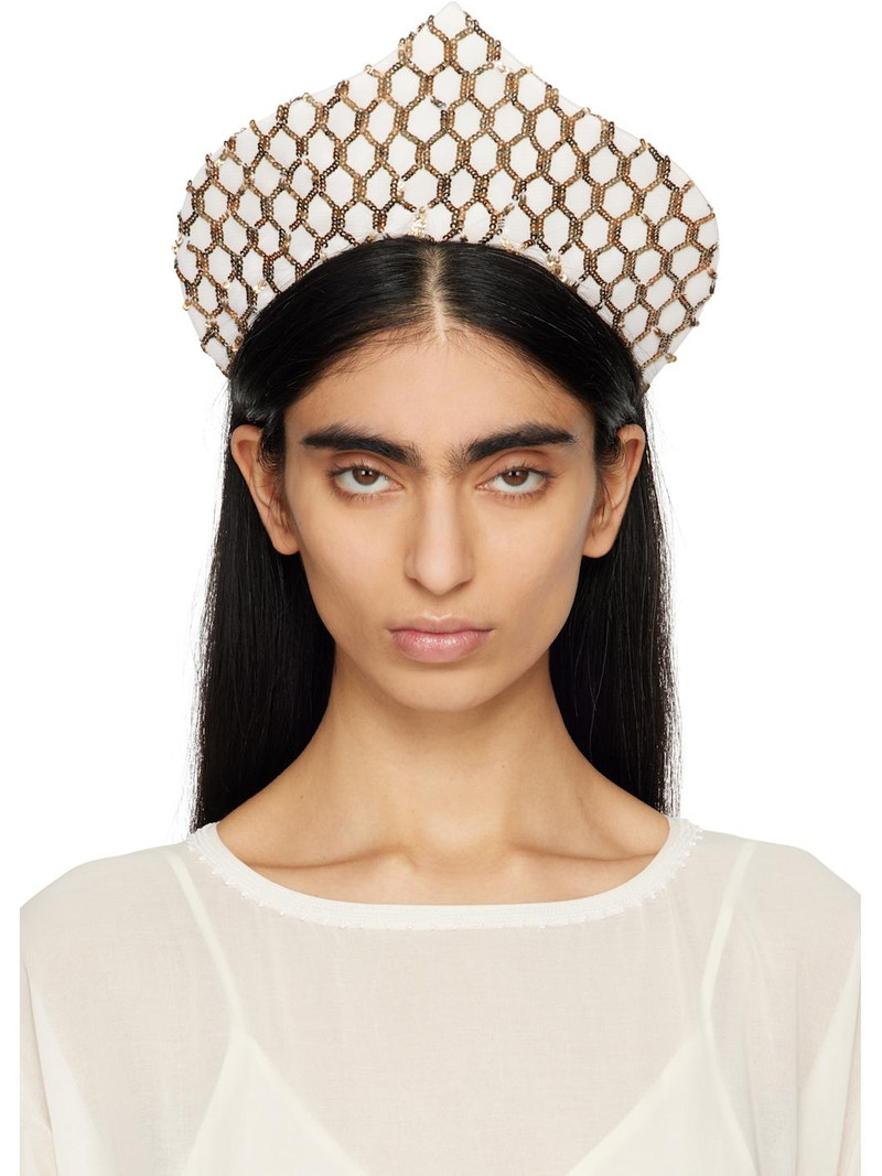 Off-White & Gold Pinnacle Crown Headband 1