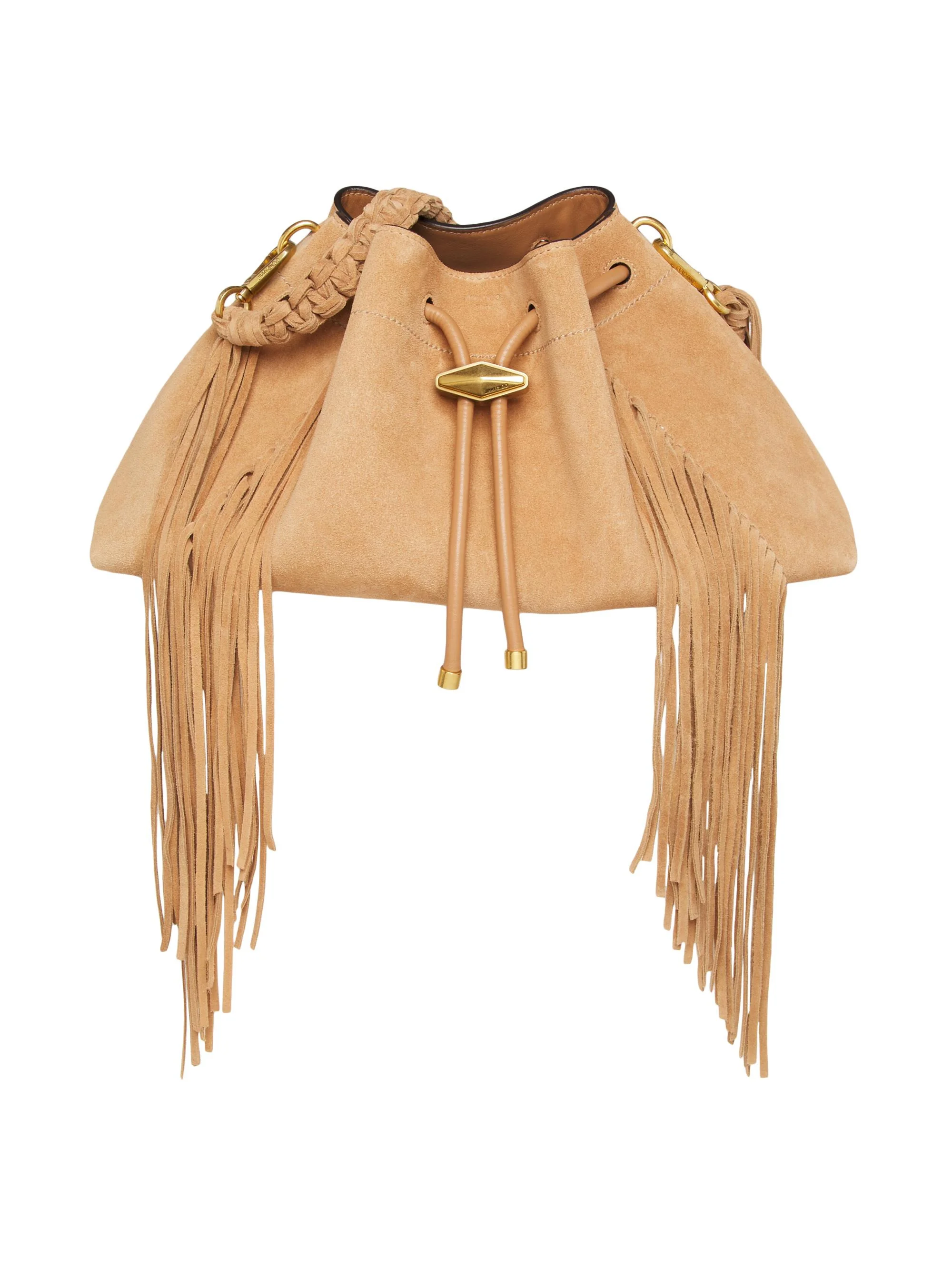 Women's Bon Bon Fringe-Trim Suede Shoulder Bag - Toffee Gold - 1