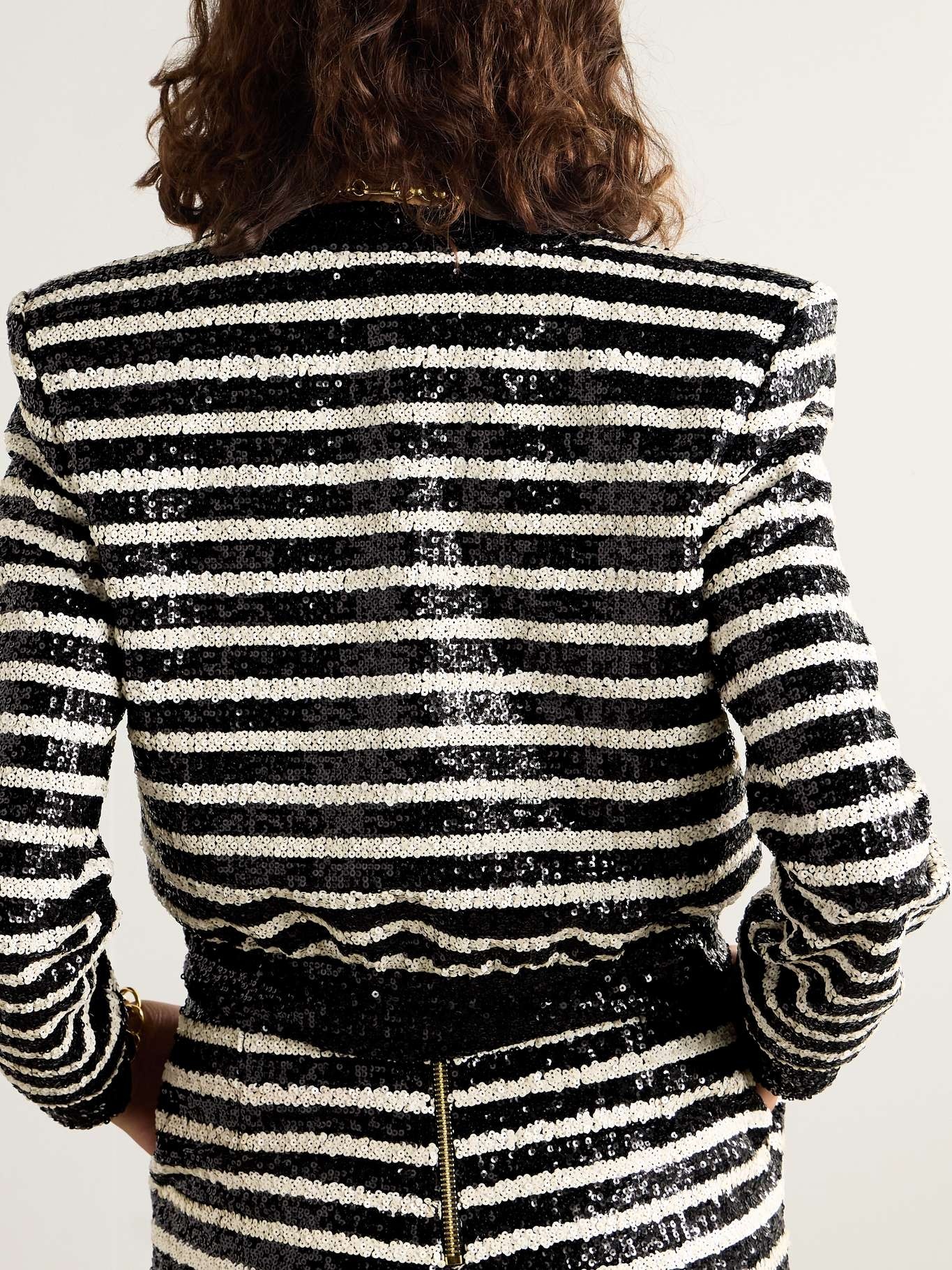 Striped sequin-embellished cady jacket - 3