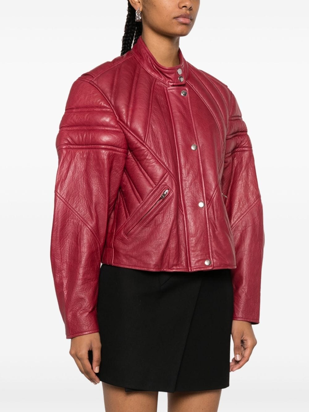 padded-panels leather jacket - 3