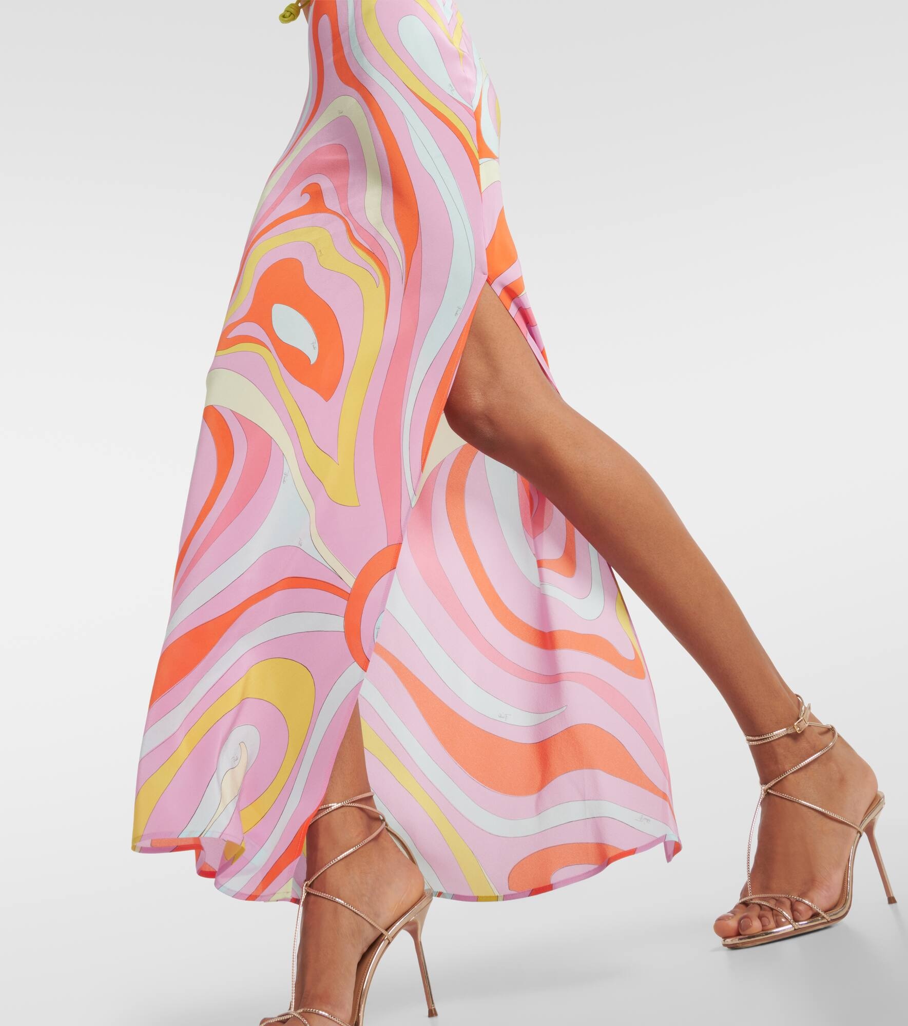 Printed silk slip dress - 5