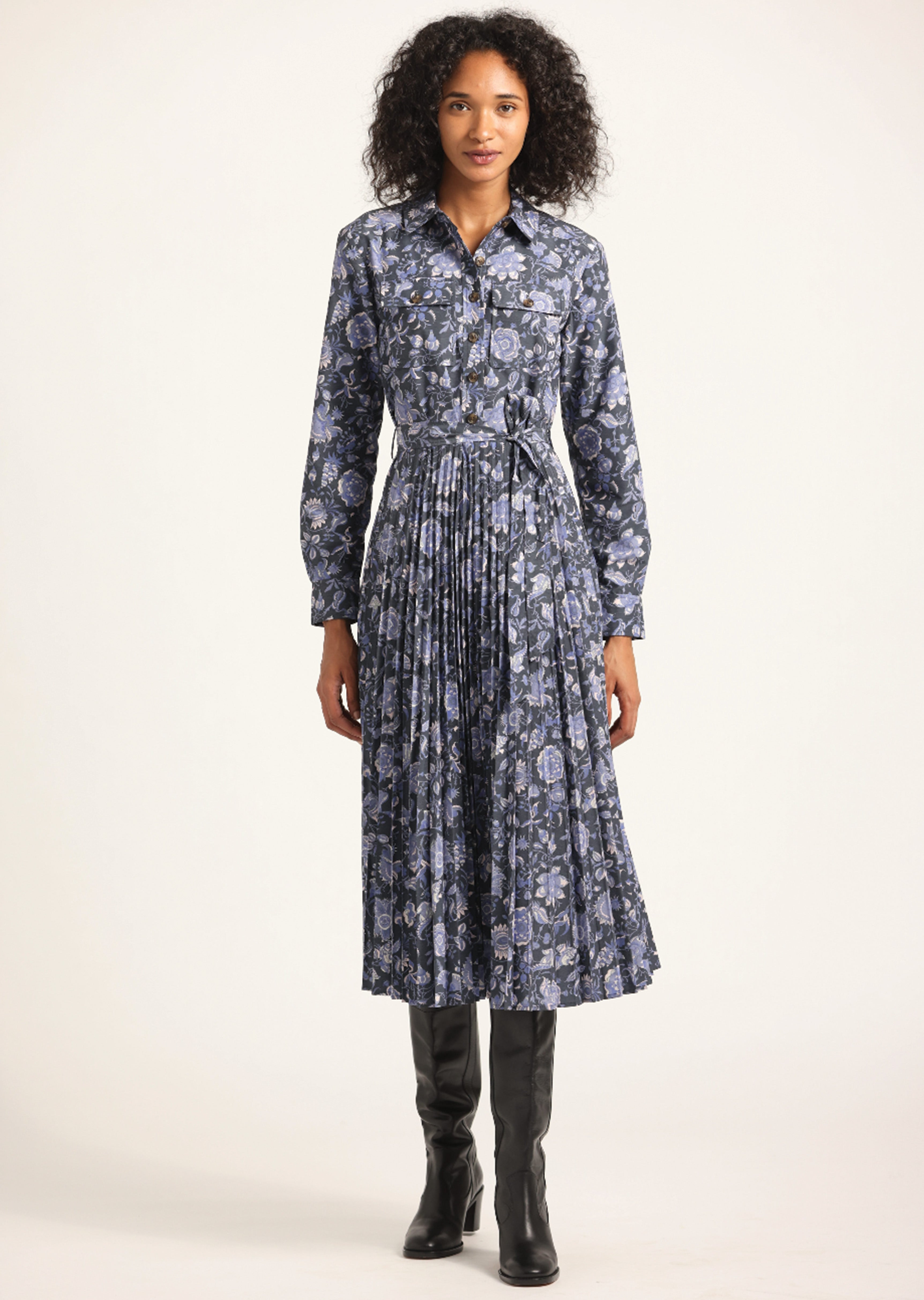 KENZA PLEATED MIDI DRESS - 4