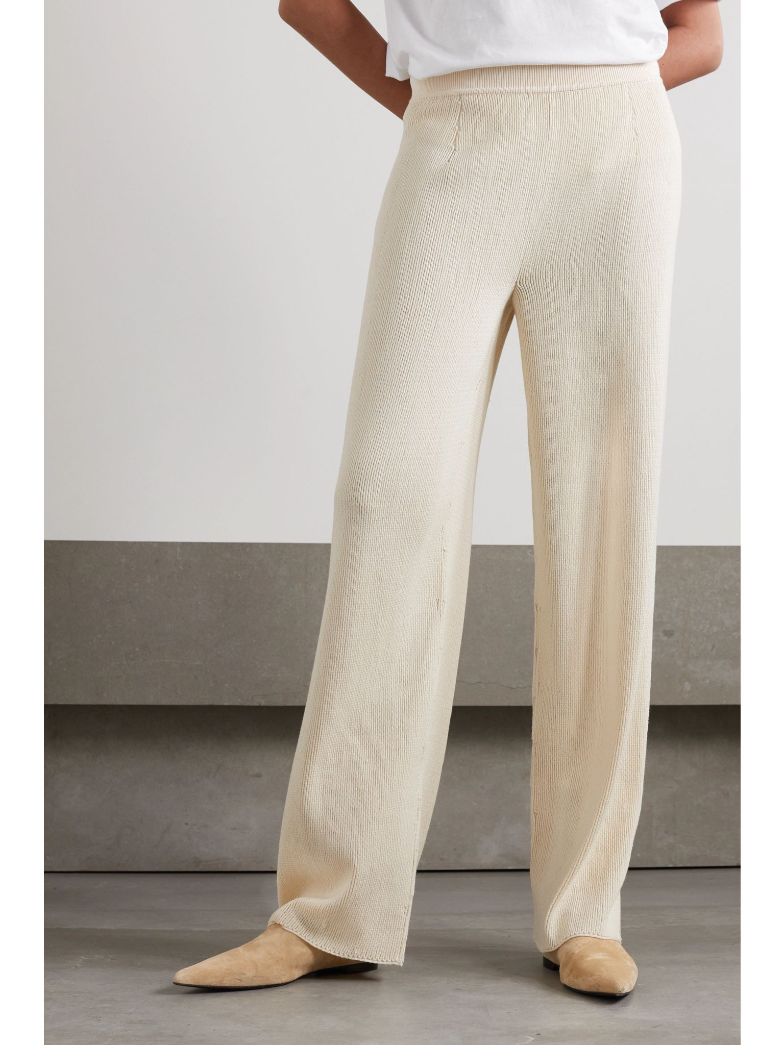 Beirut cashmere and silk-blend pants Beige - 3