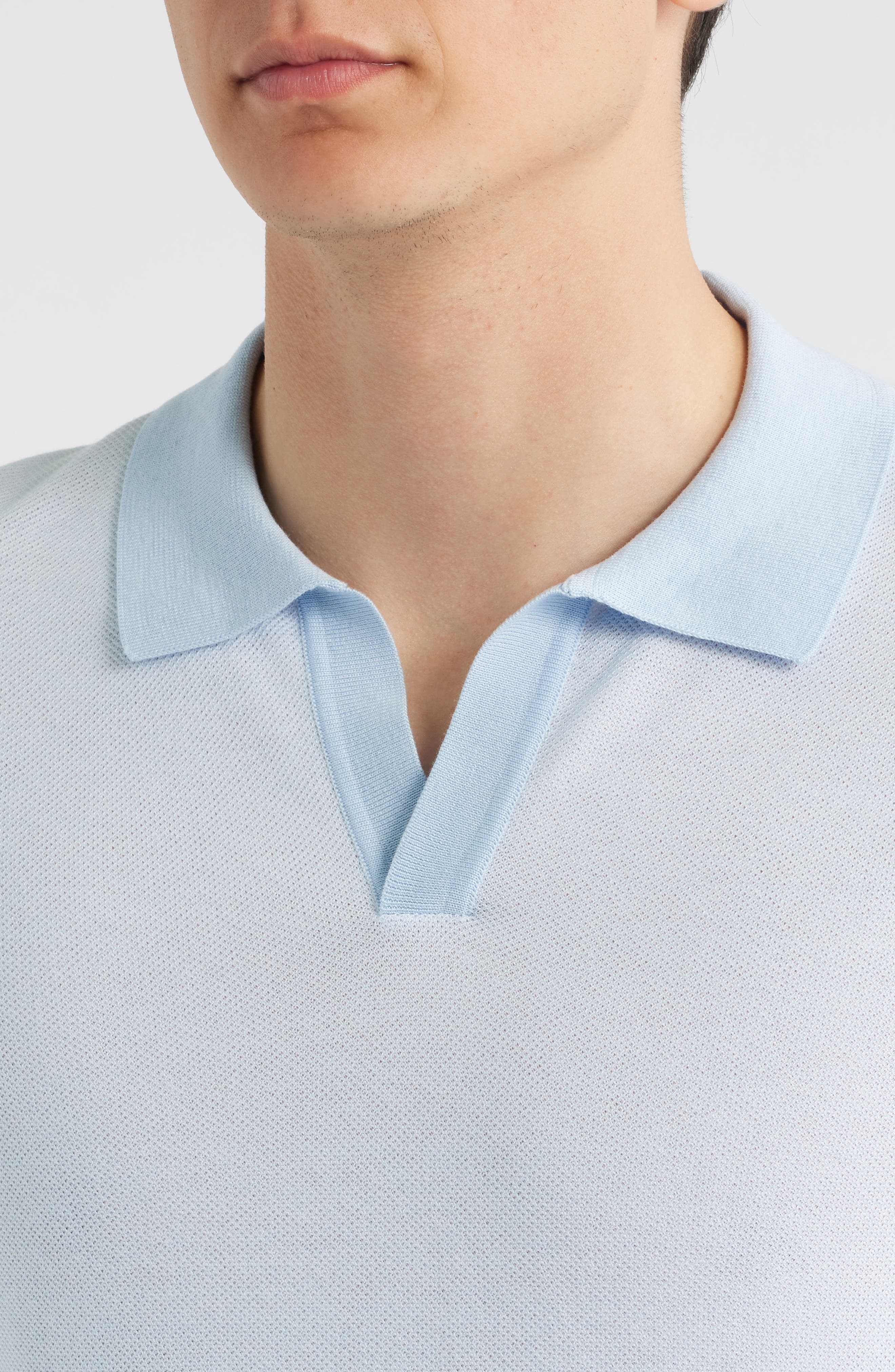 BOSS Jianluca Johnny Collar Polo in Light/Pastel Blue at Nordstrom - 4