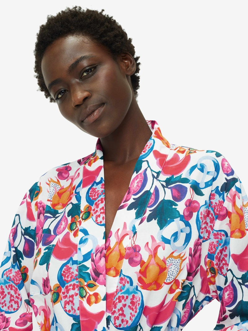 Women's Long Dressing Gown Ledbury 50 Cotton Batiste White 2