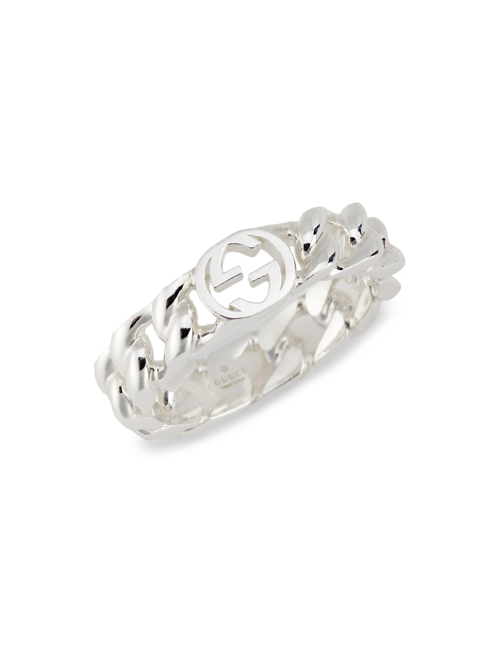 Men's Interlocking GG Sterling Silver Ring - Silver - 1
