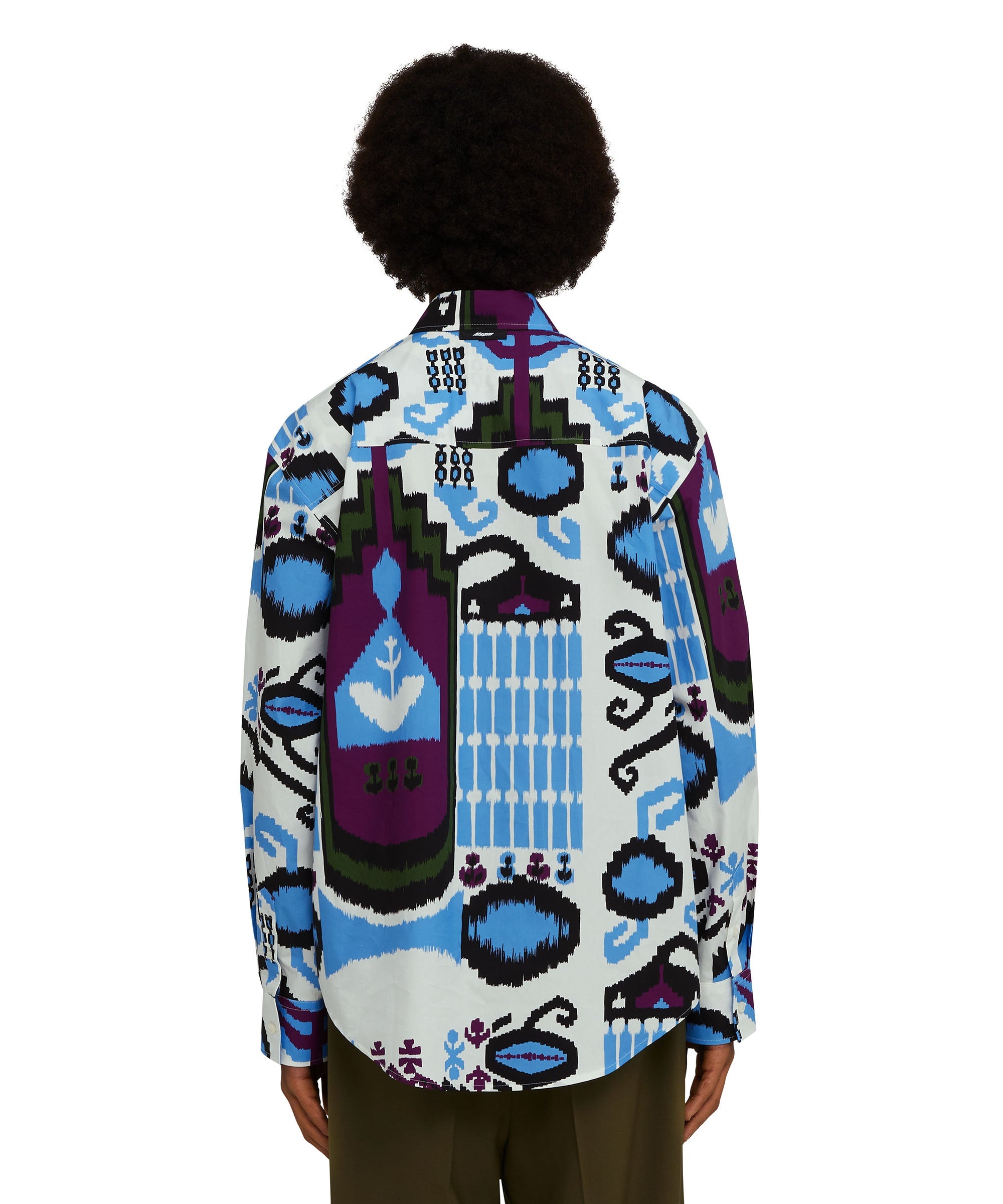 Poplin cotton shirt with "Macro Ikat" print - 3
