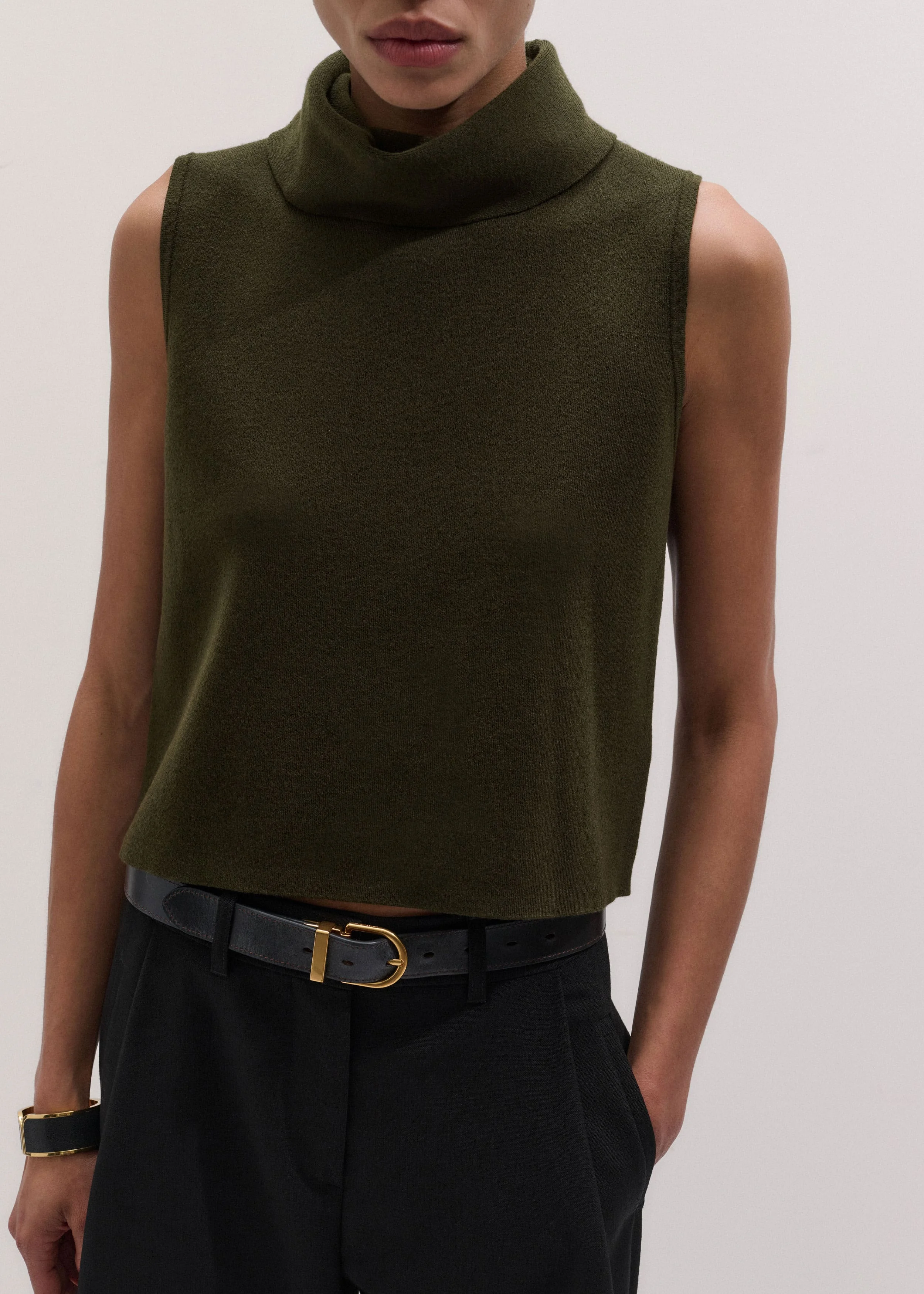 High Neck Knit Tank - 1