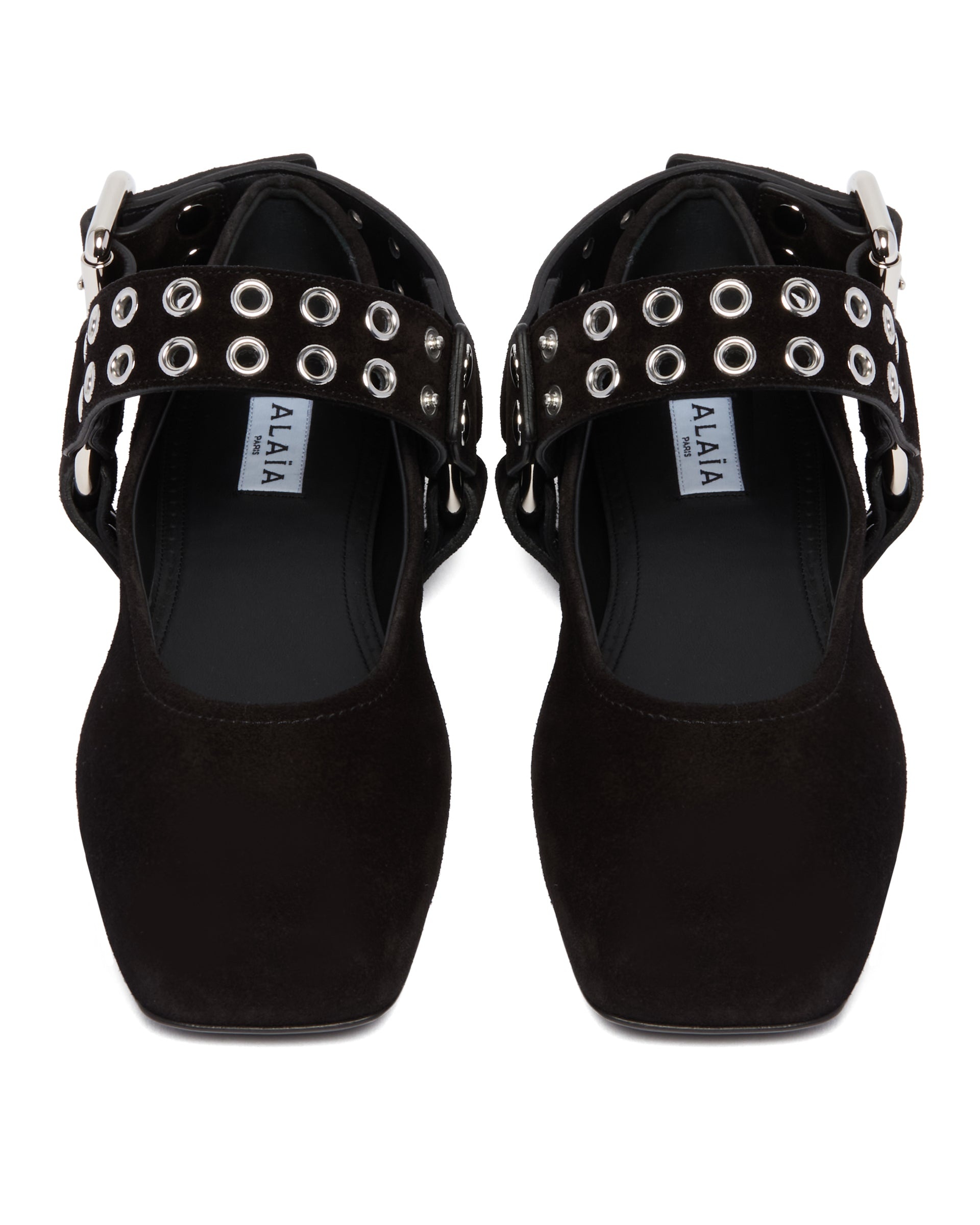 Black Suede Biker Ballet Flats - 4