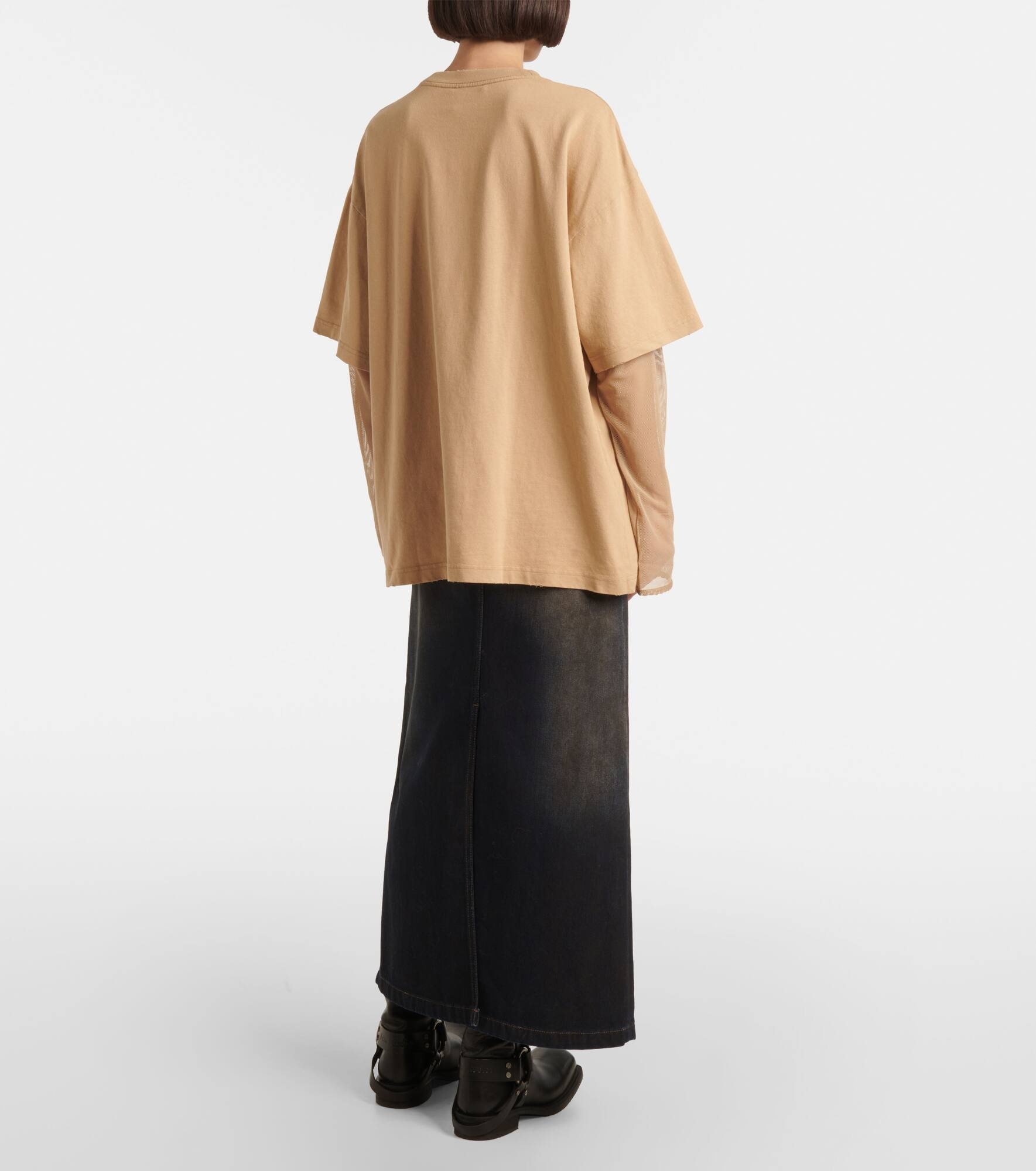 Printed layered cotton T-shirt - 3