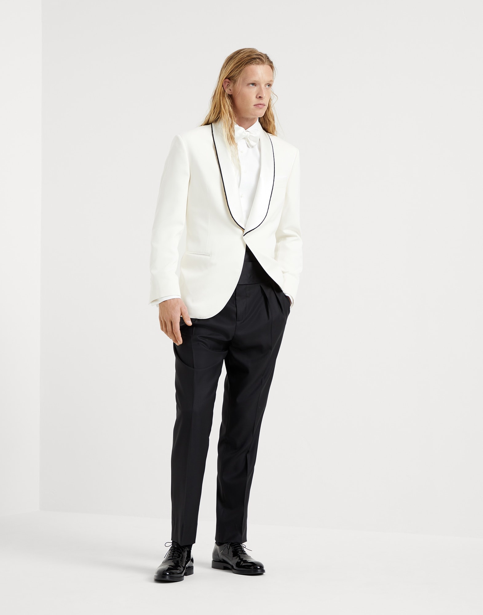 Délavé silk twill tuxedo jacket with shawl lapels and piping - 5