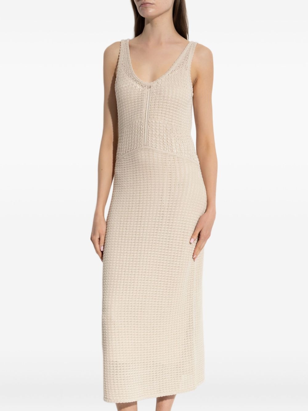crochet-knit midi dress - 3