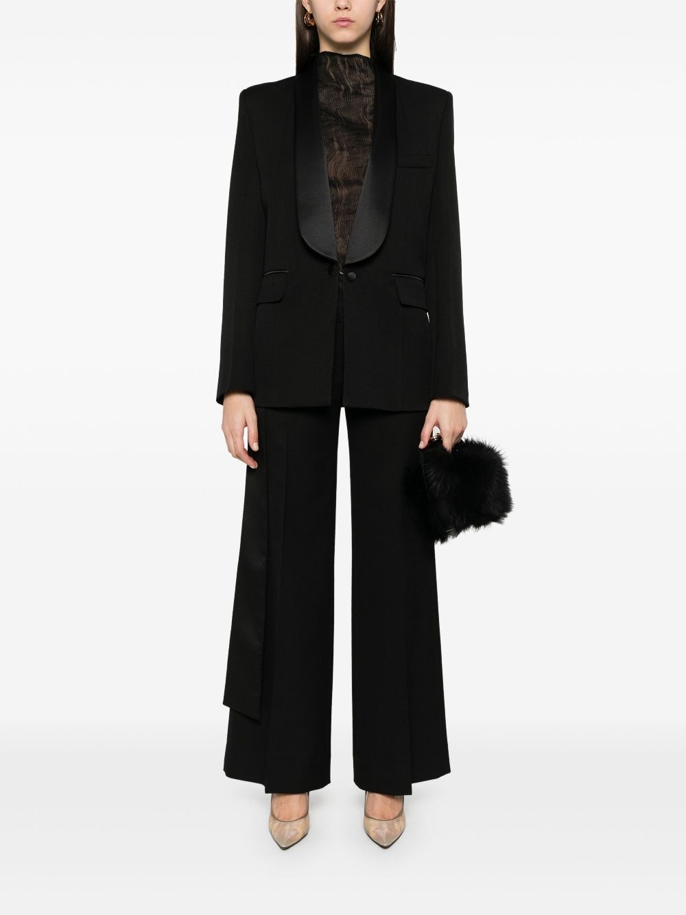 satin-waistband tailored trousers - 2