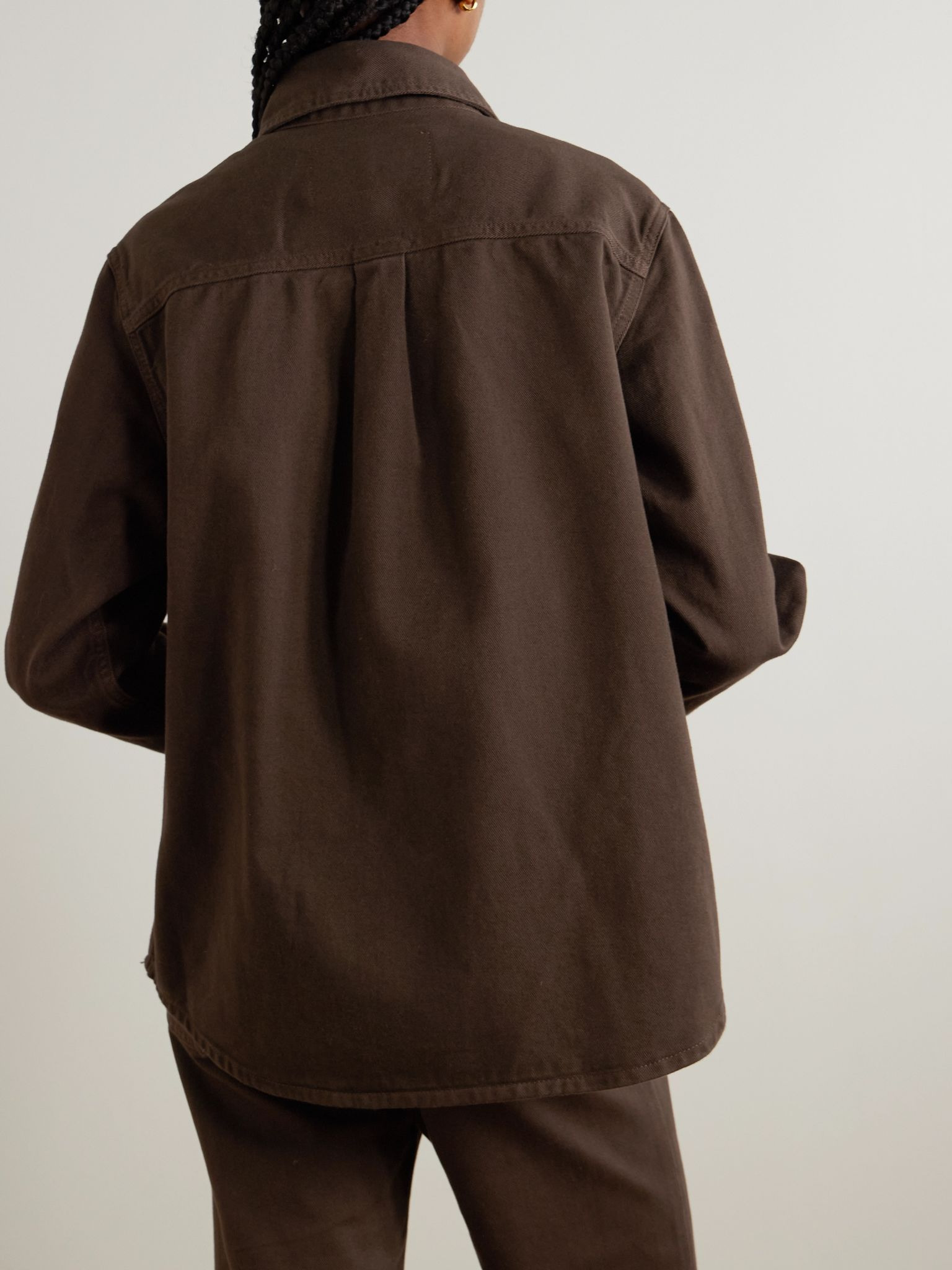 Berber embroidered denim shirt Dark brown - 4