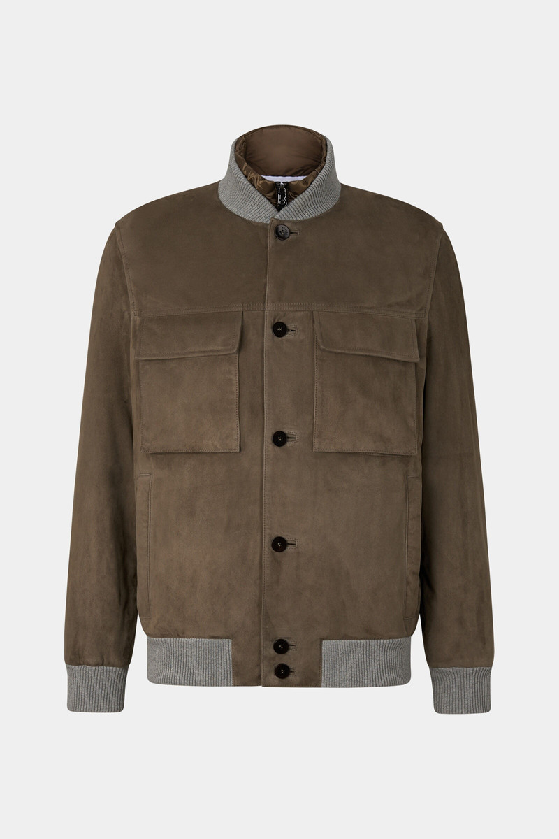 Roger leather jacket in Khaki 1