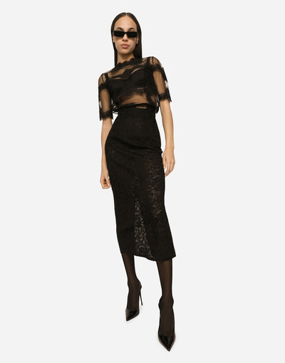 Dolce & Gabbana Lace-stitch calf-length skirt outlook
