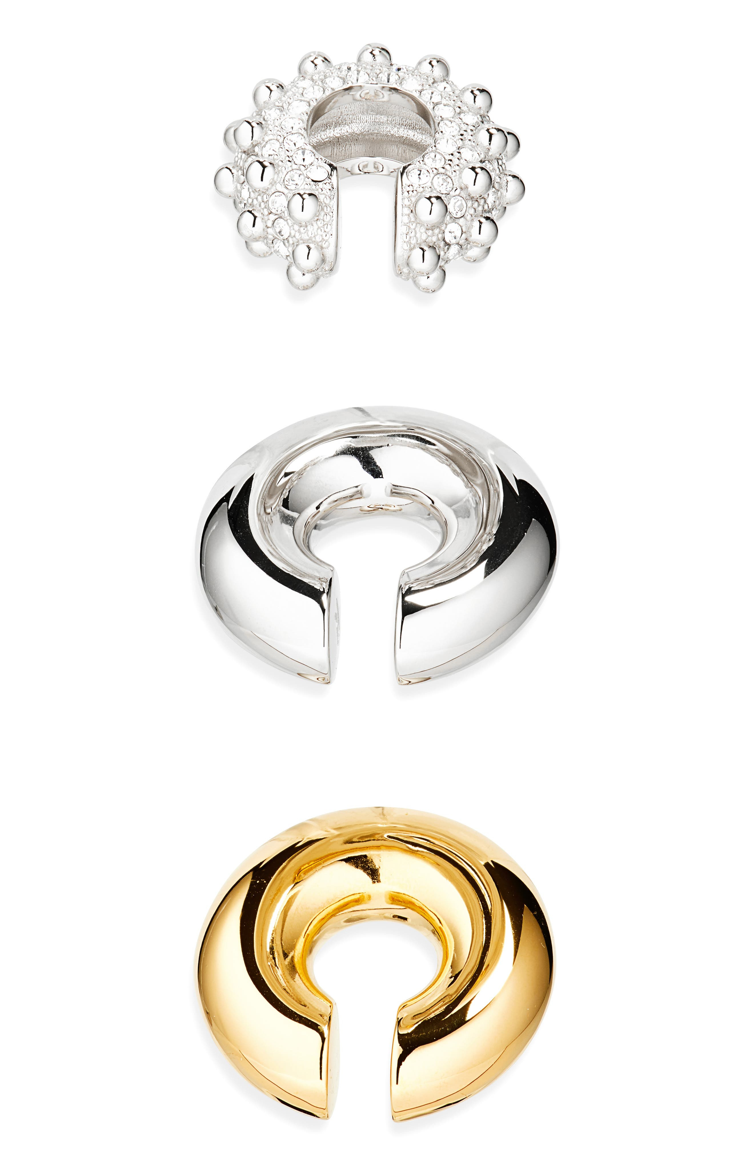 Rabanne Set of 3 Assorted Ear Cuffs in Silver /Crystal at Nordstrom - 5