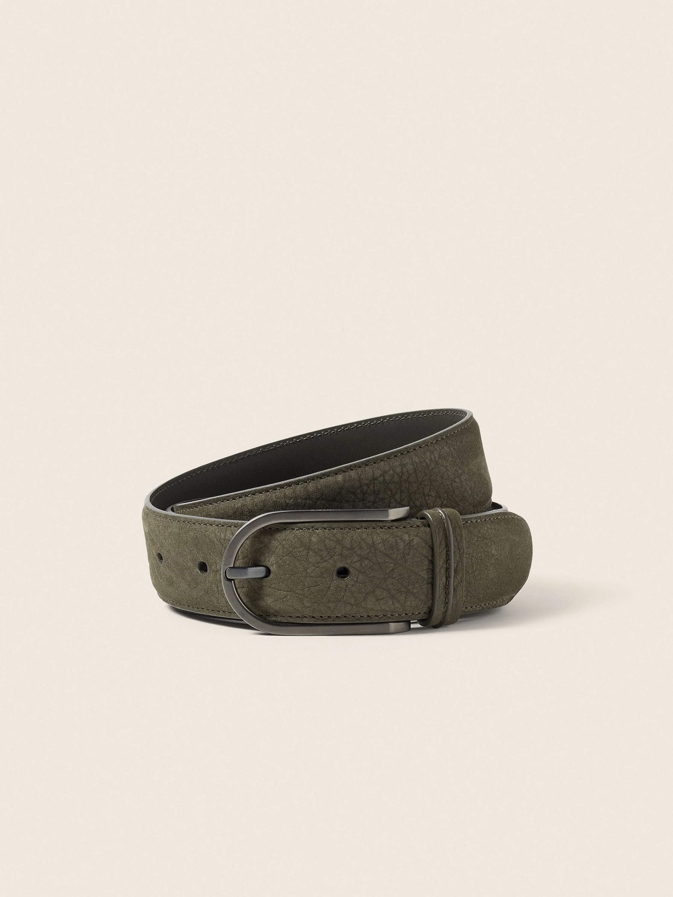 DARK OLIVE GREEN NUBUCK BELT - 1