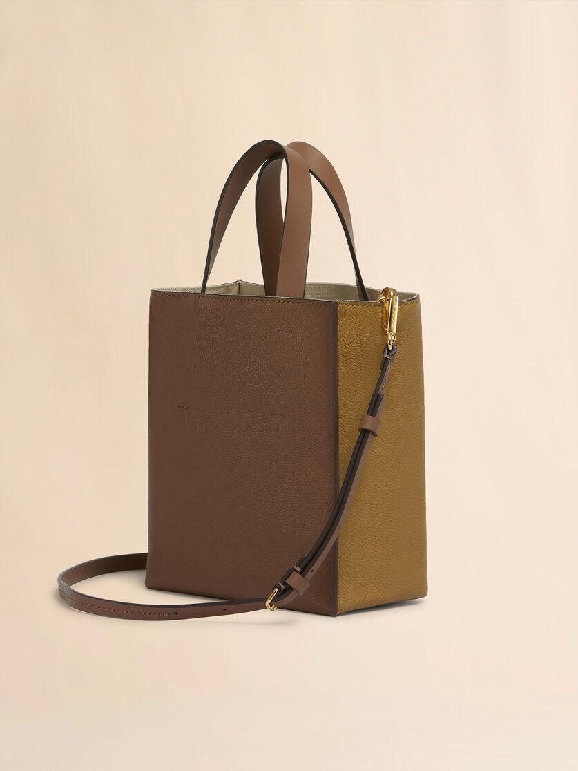 MUSEO SOFT MINI BAG IN BROWN COLOUR-BLOCK LEATHER WITH MARNI MENDING - 2