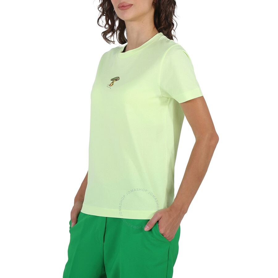 Stella McCartney Ladies Washed Neon Yellow Mushroom Embroidery T-shirt - 4