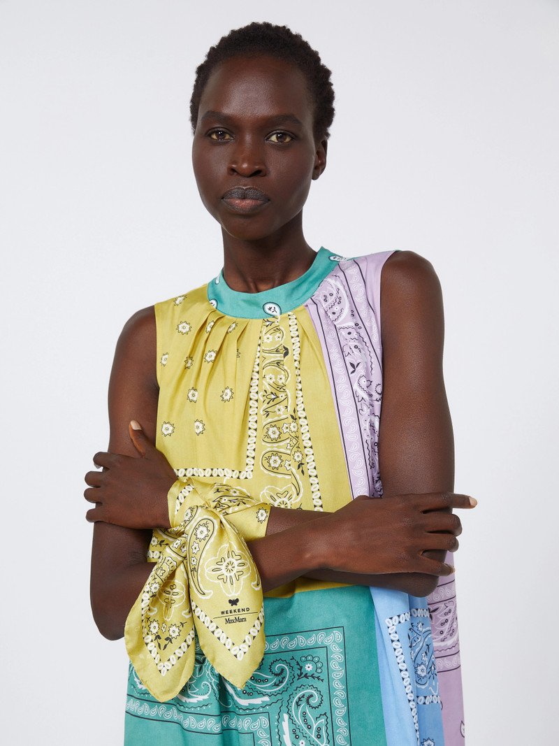 PENTOLA Bandanna print silk foulard - GREEN 4