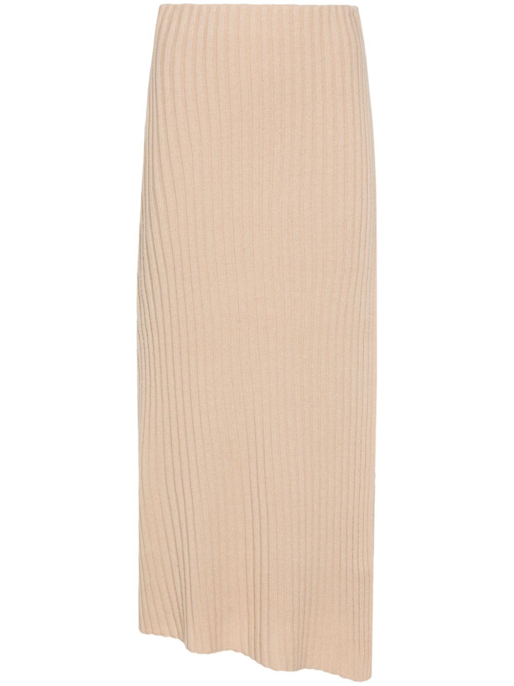 chunky-ribbed asymmetric skirt - 1