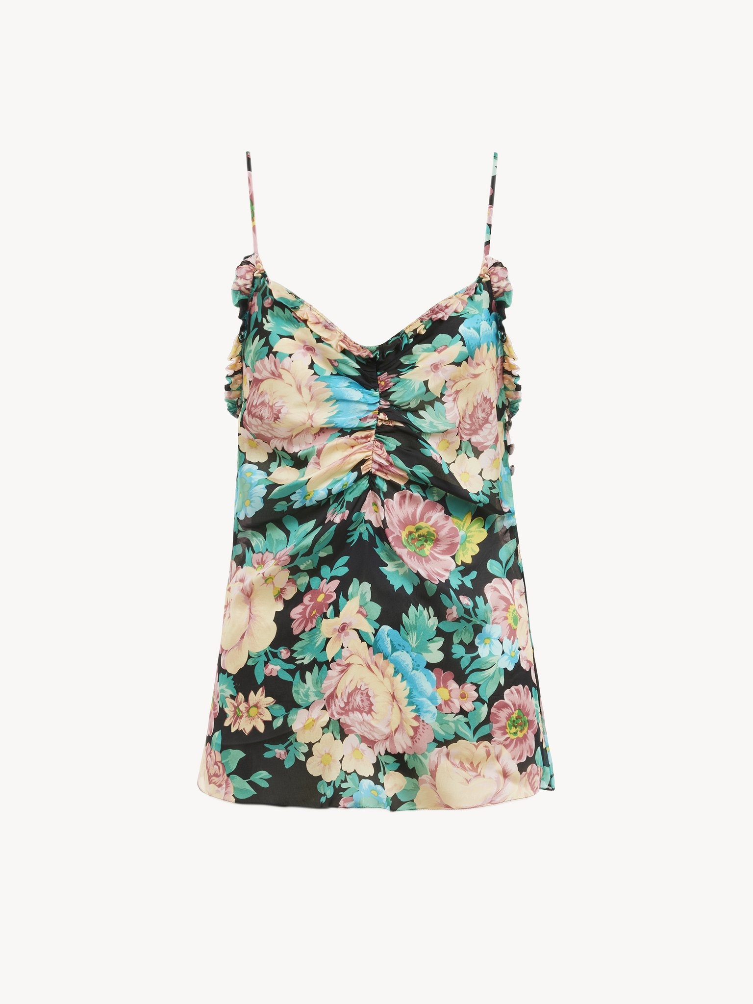RUCHED TANK TOP IN SILK CHARMEUSE - 2