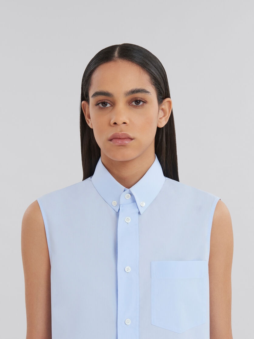 BLUE ORGANIC POPLIN CROPPED SHIRT - 4