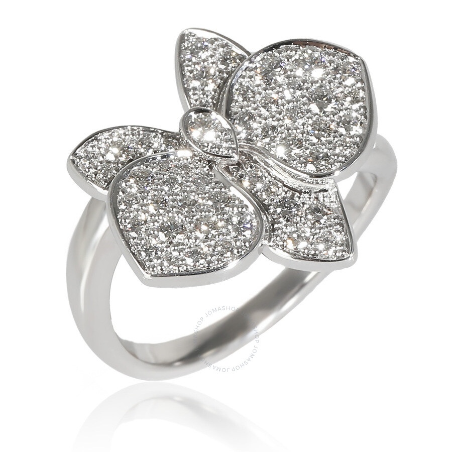Pre-Owned Cartier Caresse d'Orchidees Ring in 18K White Gold 0.54 CTW - 1
