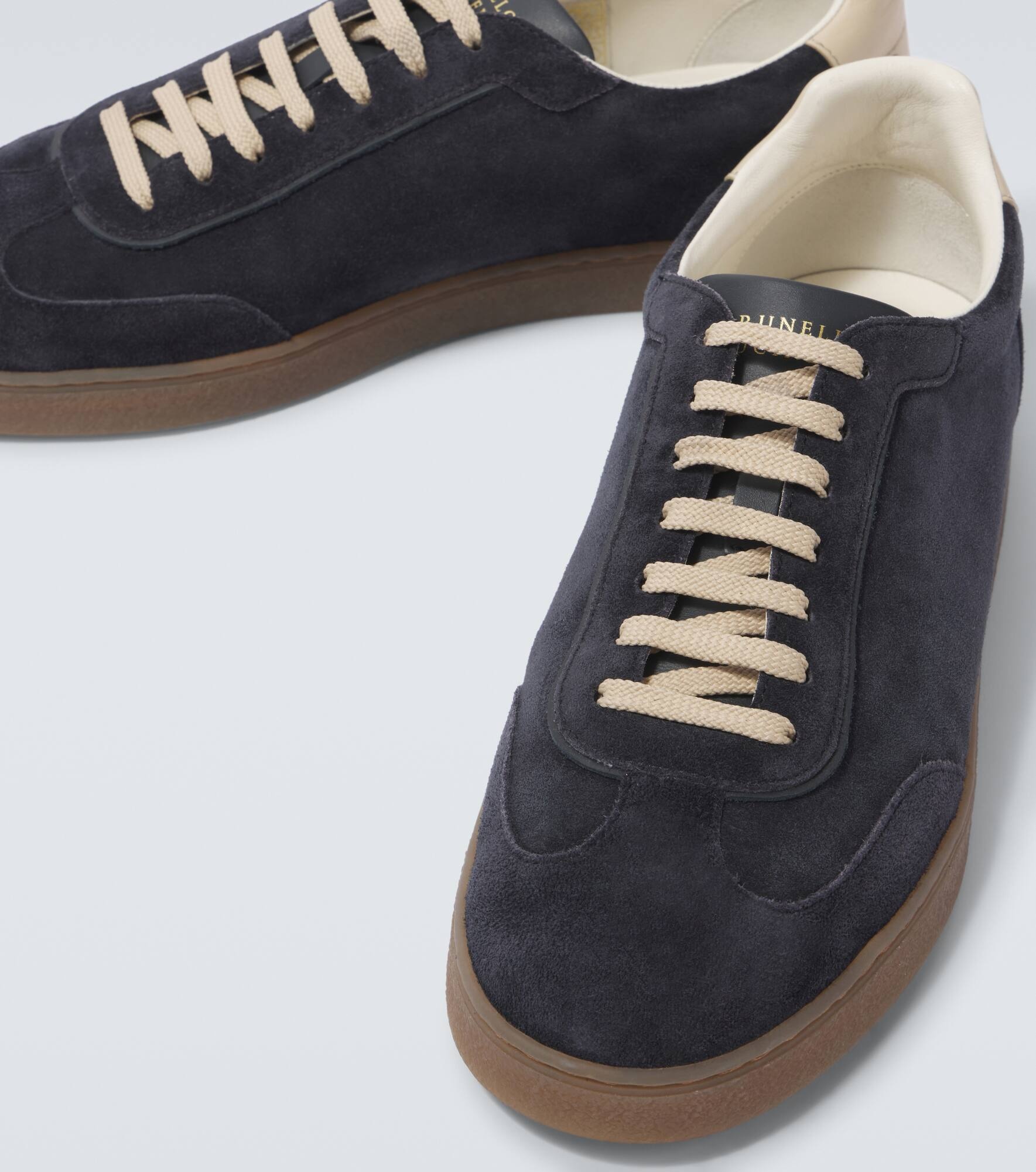 Leather-trimmed suede sneakers - 3