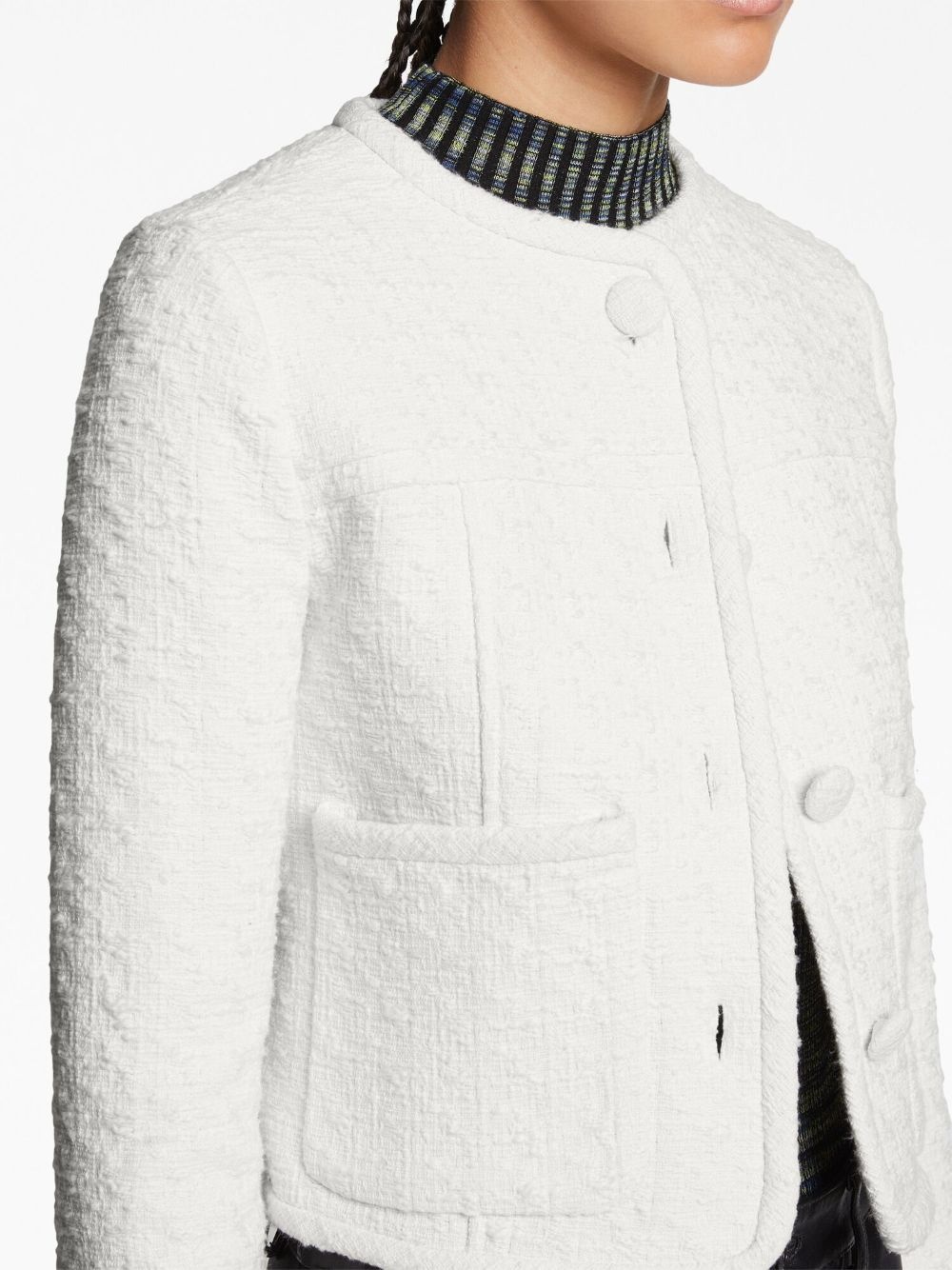 button-down tweed cropped jacket - 5
