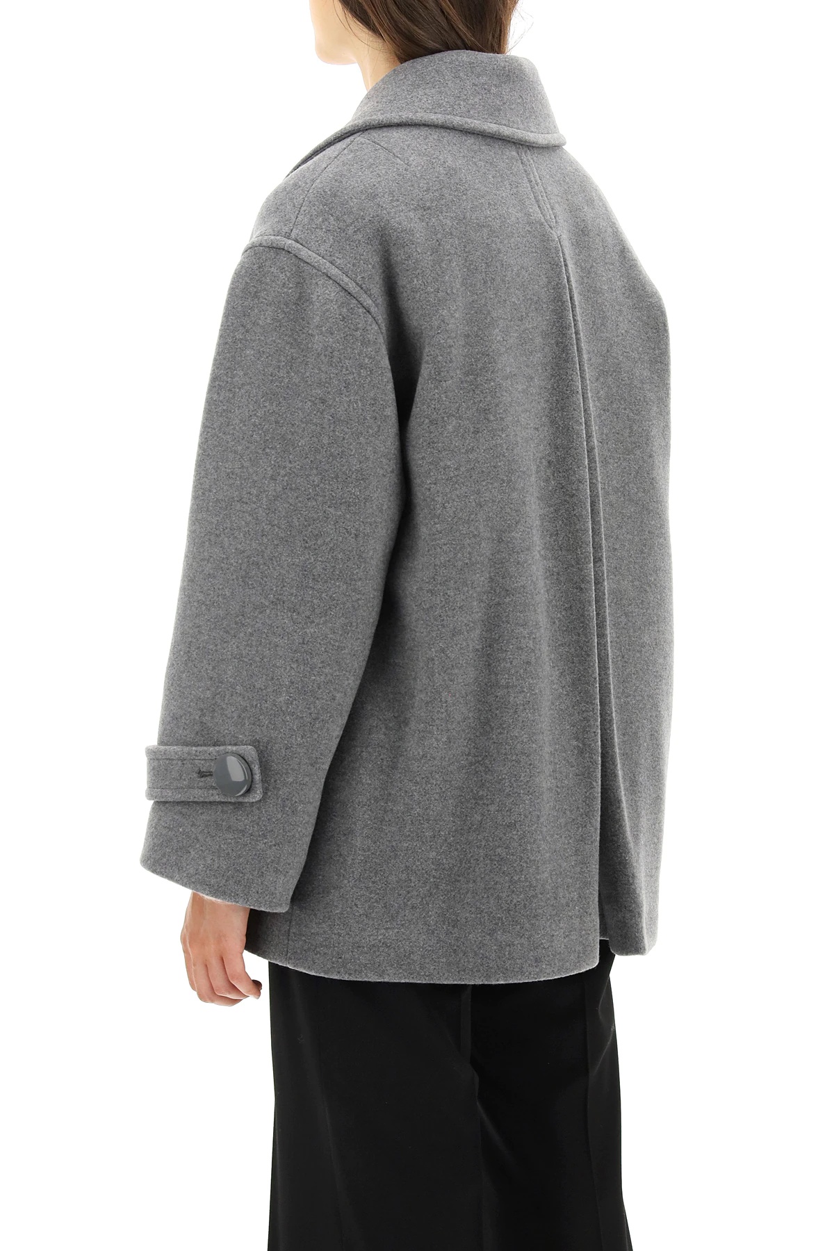 DOUBLE-BREASTED WOOL PEACOAT - 4