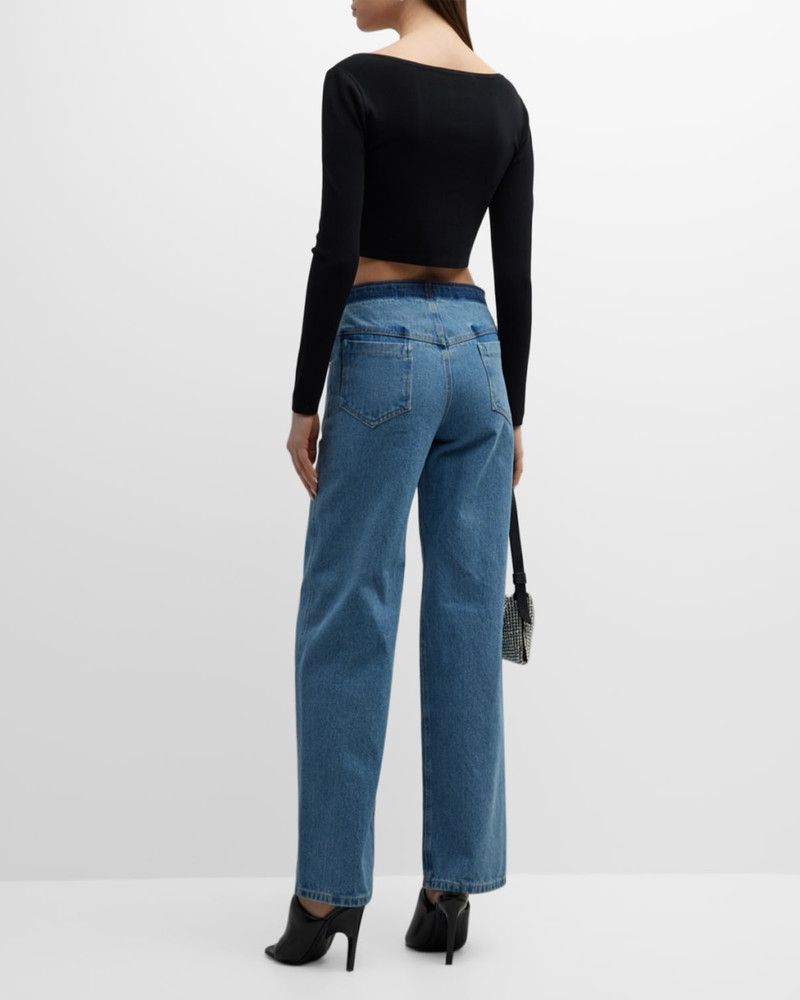 Deconstructed Denim Straight-Leg Jeans 4
