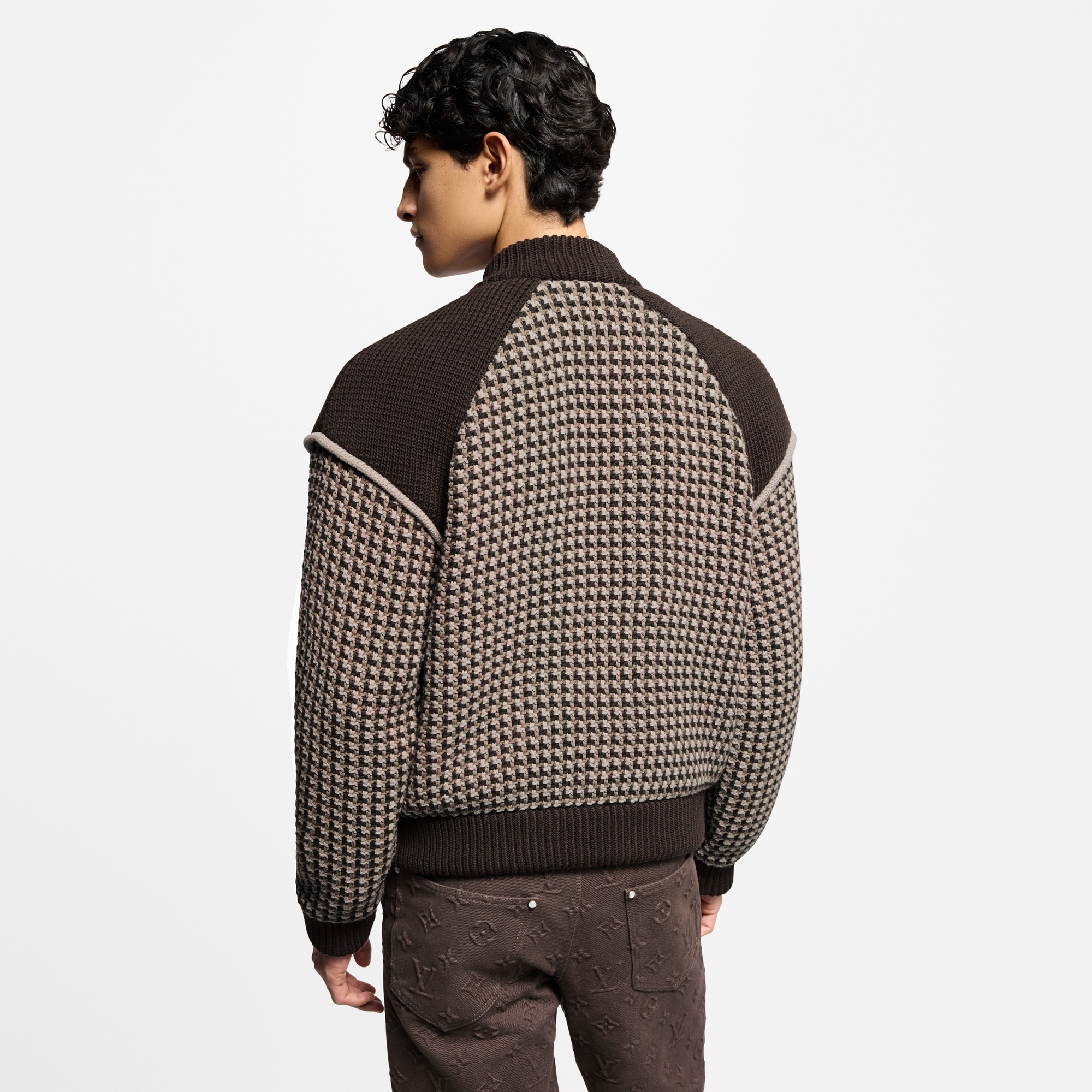 Knitted Cotton Jacquard Bomber - 5