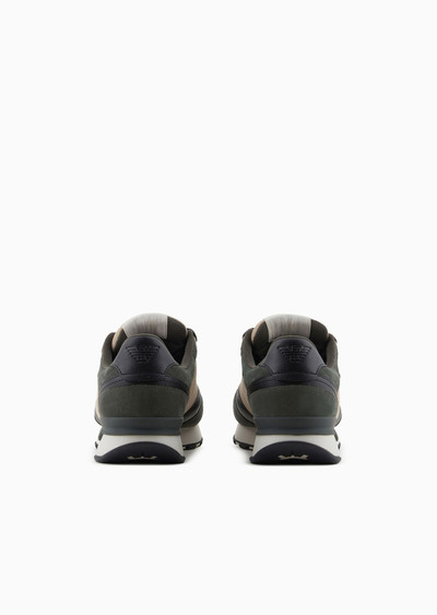 EMPORIO ARMANI Mesh and suede sneakers with side eagle outlook