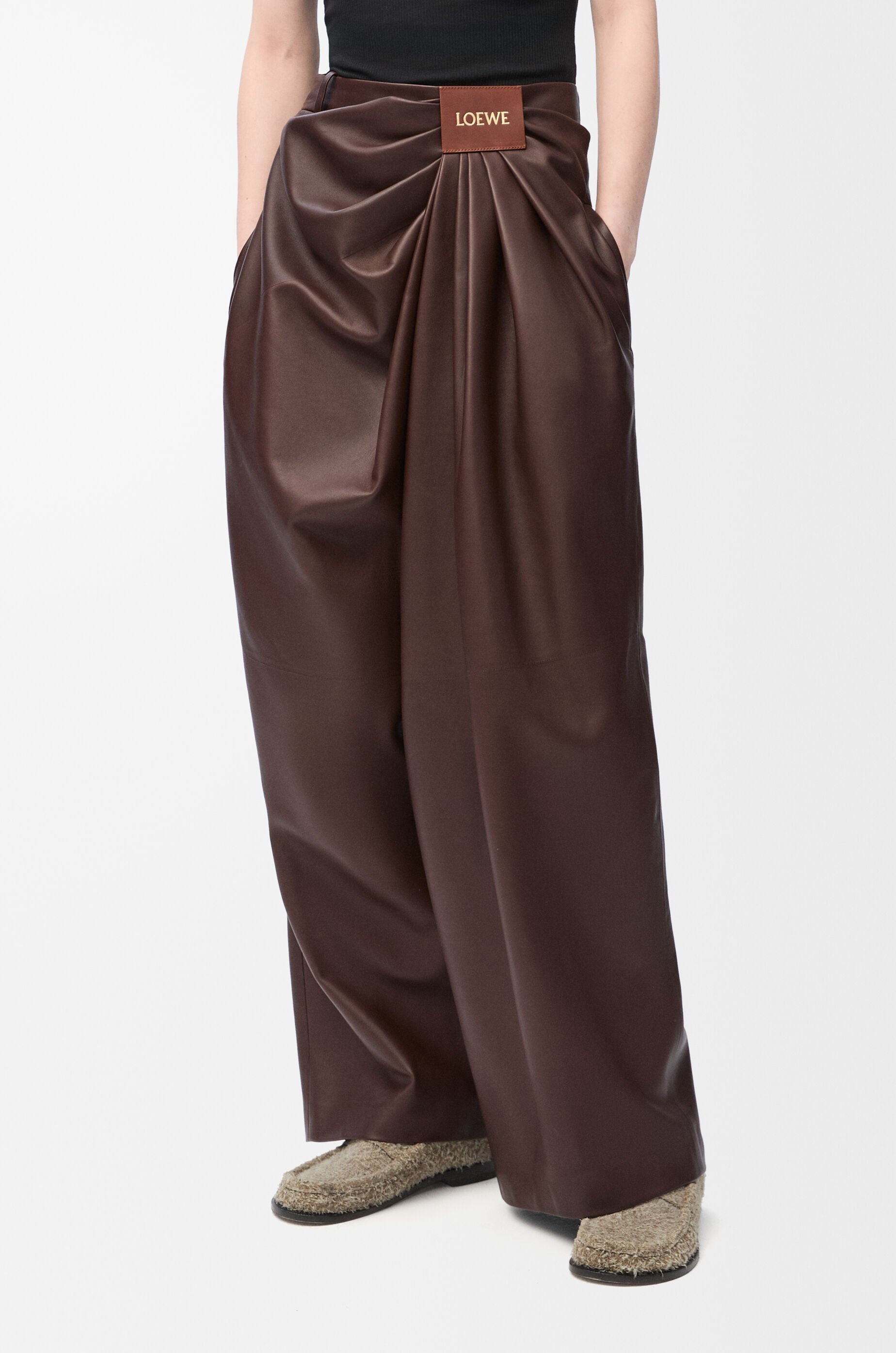 Draped trousers in nappa lambskin - 3