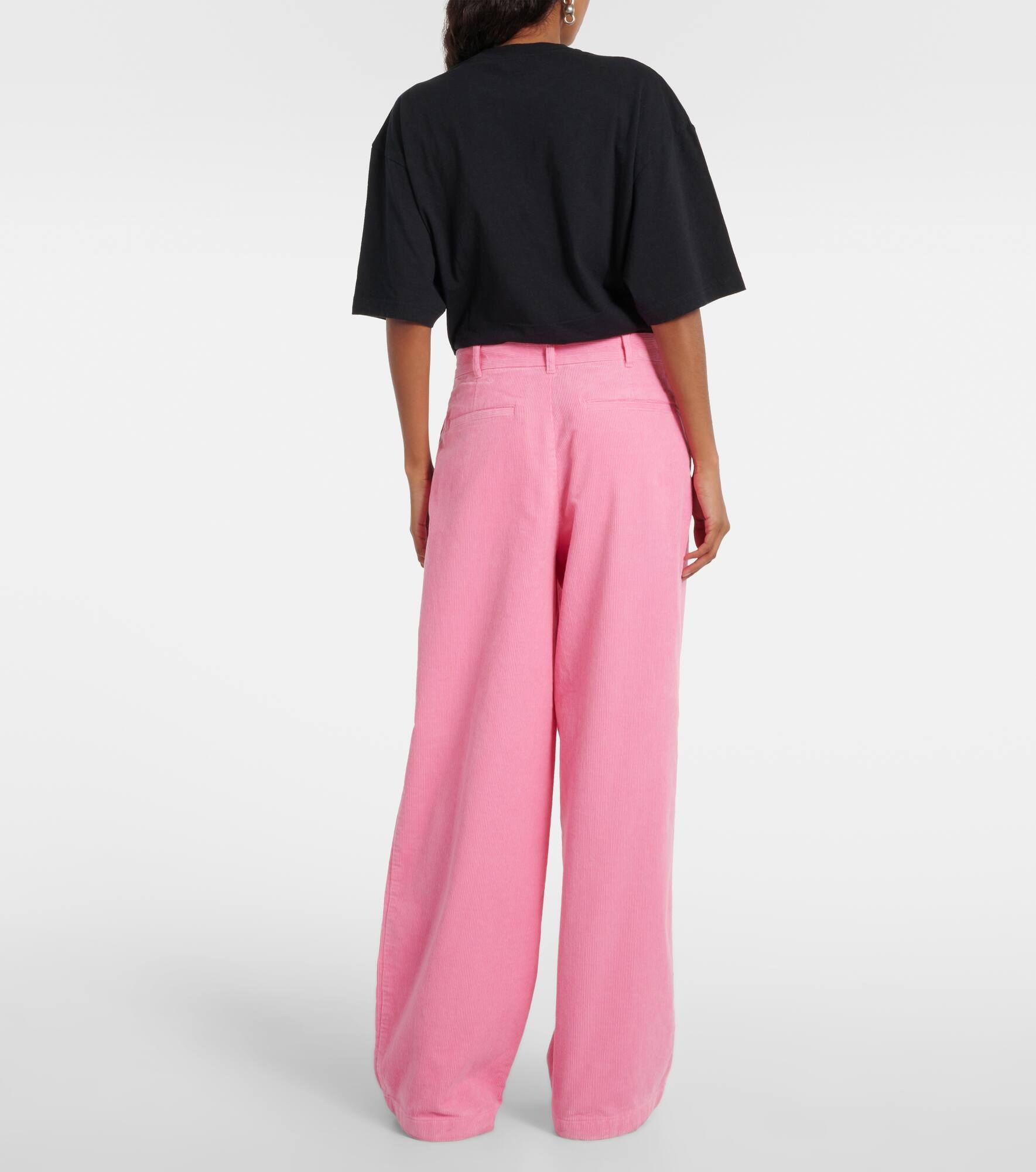 Face cotton corduroy wide-leg pants - 3
