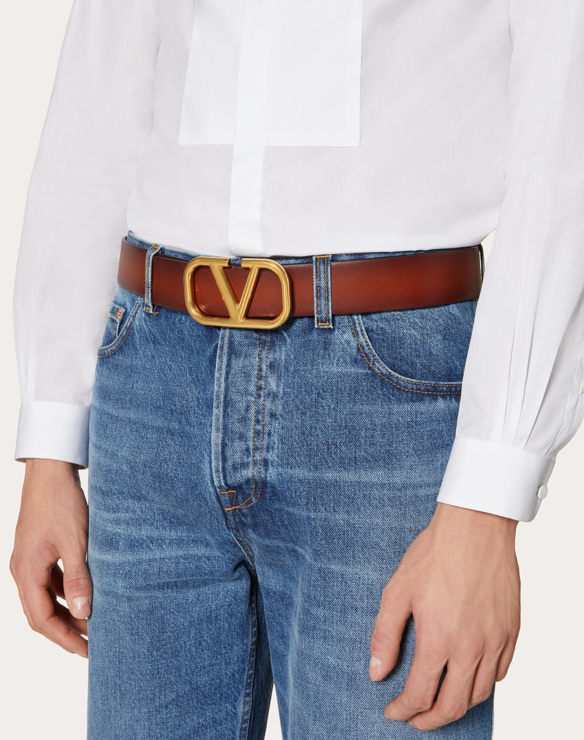 VLOGO SIGNATURE BUFFERED LEATHER BELT - 5