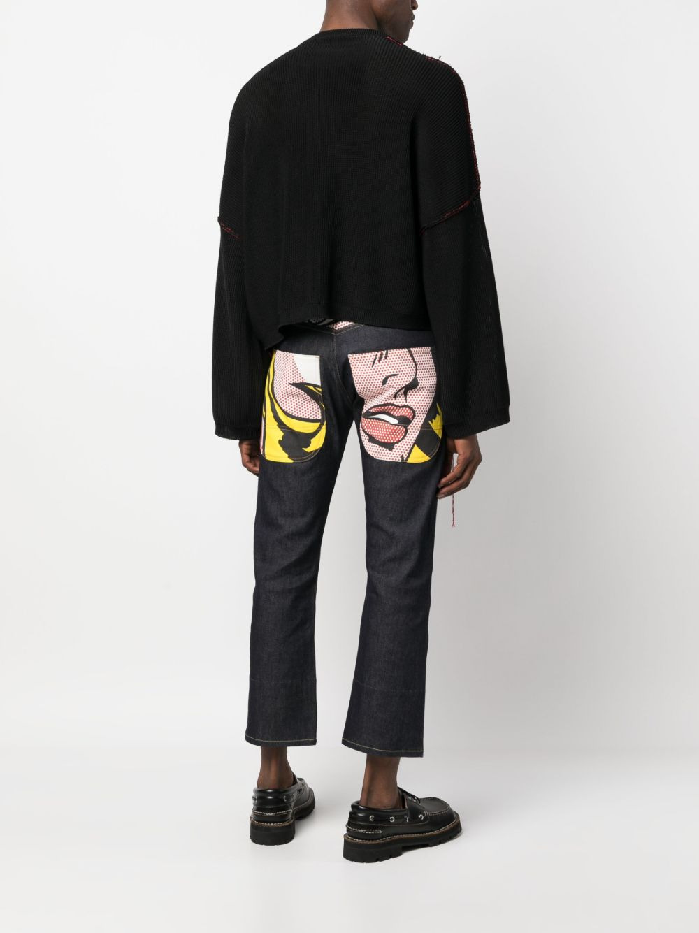 graphic-print cropped jeans - 2