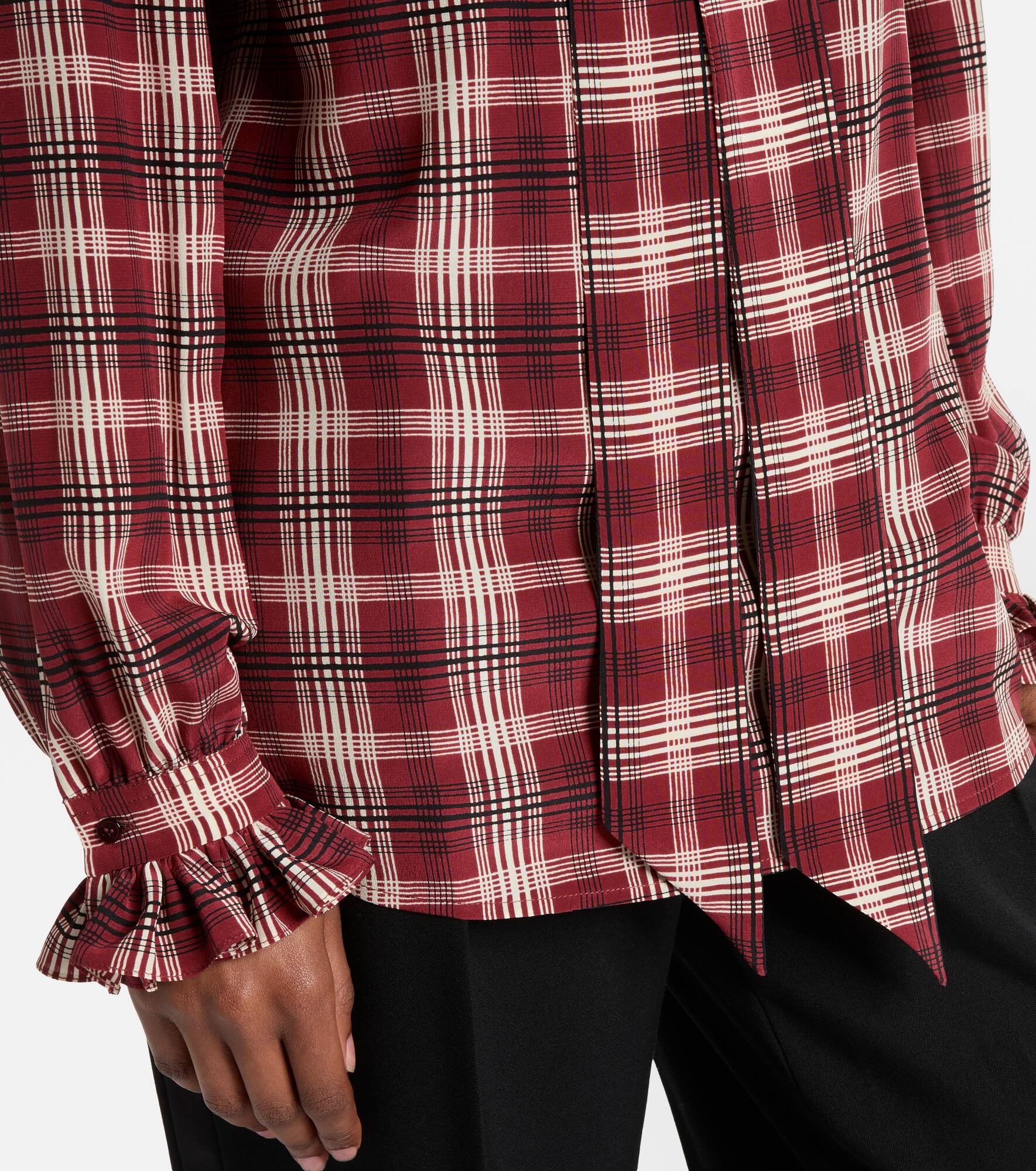 Checked silk blouse - 5