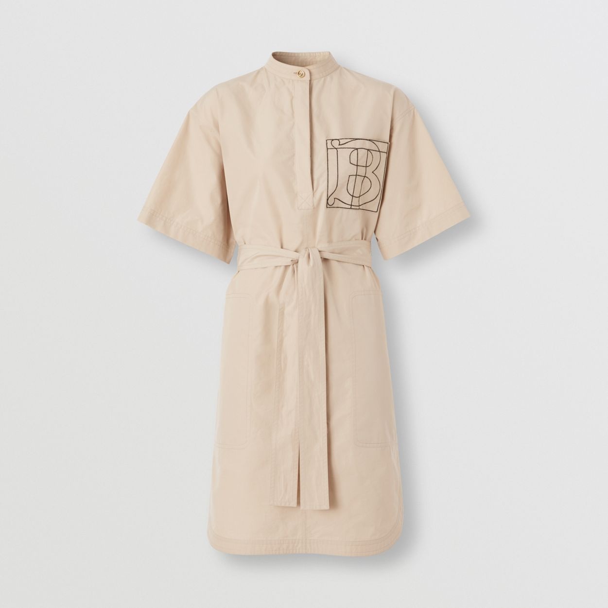 Monogram Motif Cotton Tie-waist Shirt Dress - 1